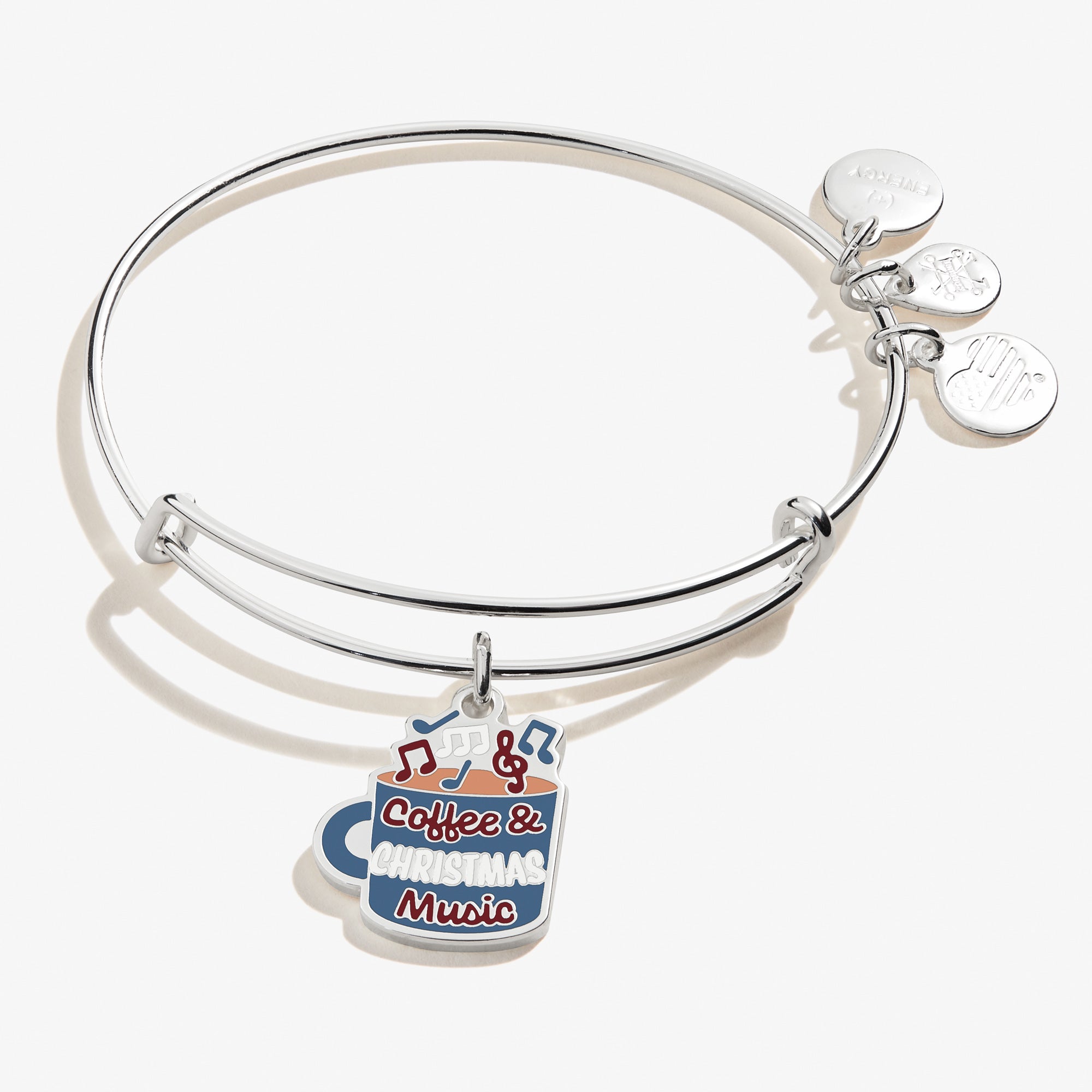 Charm Bangle with Coffee & Christmas Music Design - Perfect for Holiday Gifts, Party Favors & Festive Jewelry