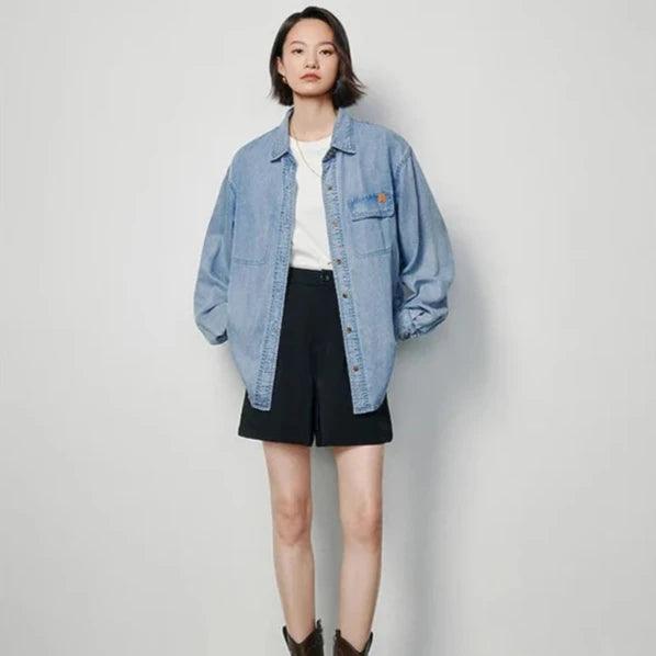 Women's Lightweight Lyocell Denim Shirt - Comfortable Casual Button-Up Top for Everyday Wear, Work & Weekend Outfits