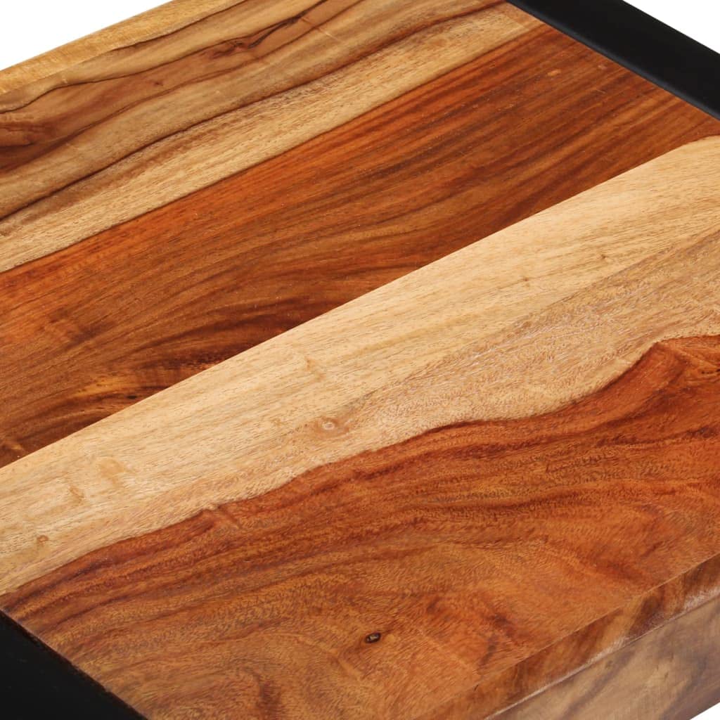 3-Piece Nested Sheesham Wood Trays Set - Modern Wood Grain Look with Black Base - Stylish Home Decor for Coffee Tables, Nightstands & Living Room Accents - Perfect for Organizing & Displaying Decor Items