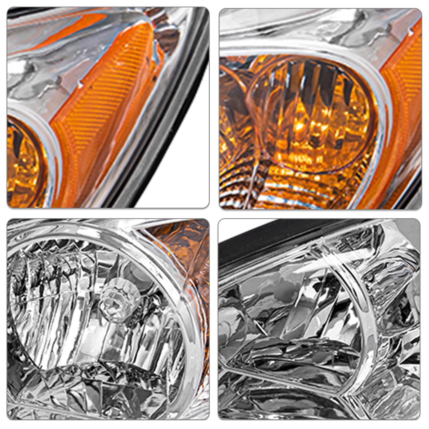 2002-2004 Toyota Camry Headlight Assembly Pair - Chrome Replacement Headlights for Improved Night Visibility | Perfect for Daily Driving & Road Trips