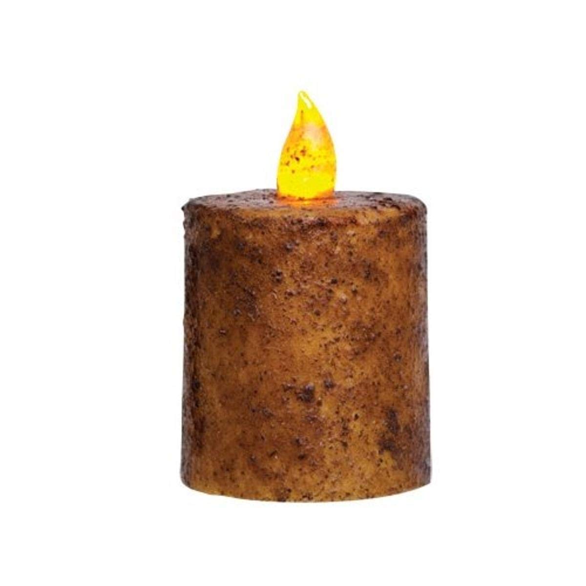 2-Piece Timer Pillar Candle Set - 3 x 2.5 Inch Burnt Mustard Scented Candles for Home Decor, Romantic Dinner, and Relaxation | CWI Gifts