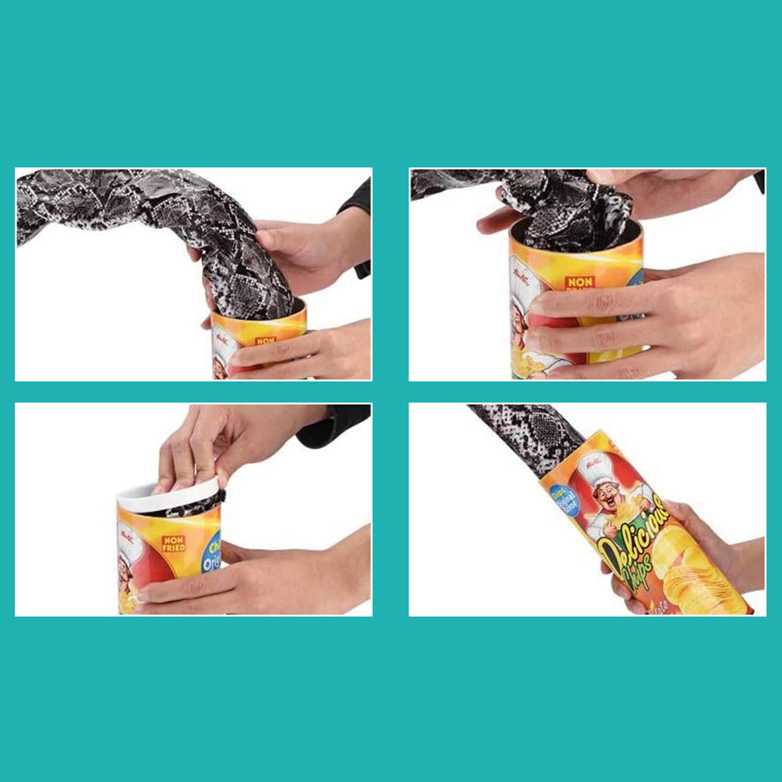 Funny Magic Potato Chip Snake Can - Jumping Spring Snake Toy for Pranks, Halloween & April Fools Day - Scary Fries Prank Gift for Parties, Decorations & Practical Jokes (Great for Office Pranks & Tricking Friends)