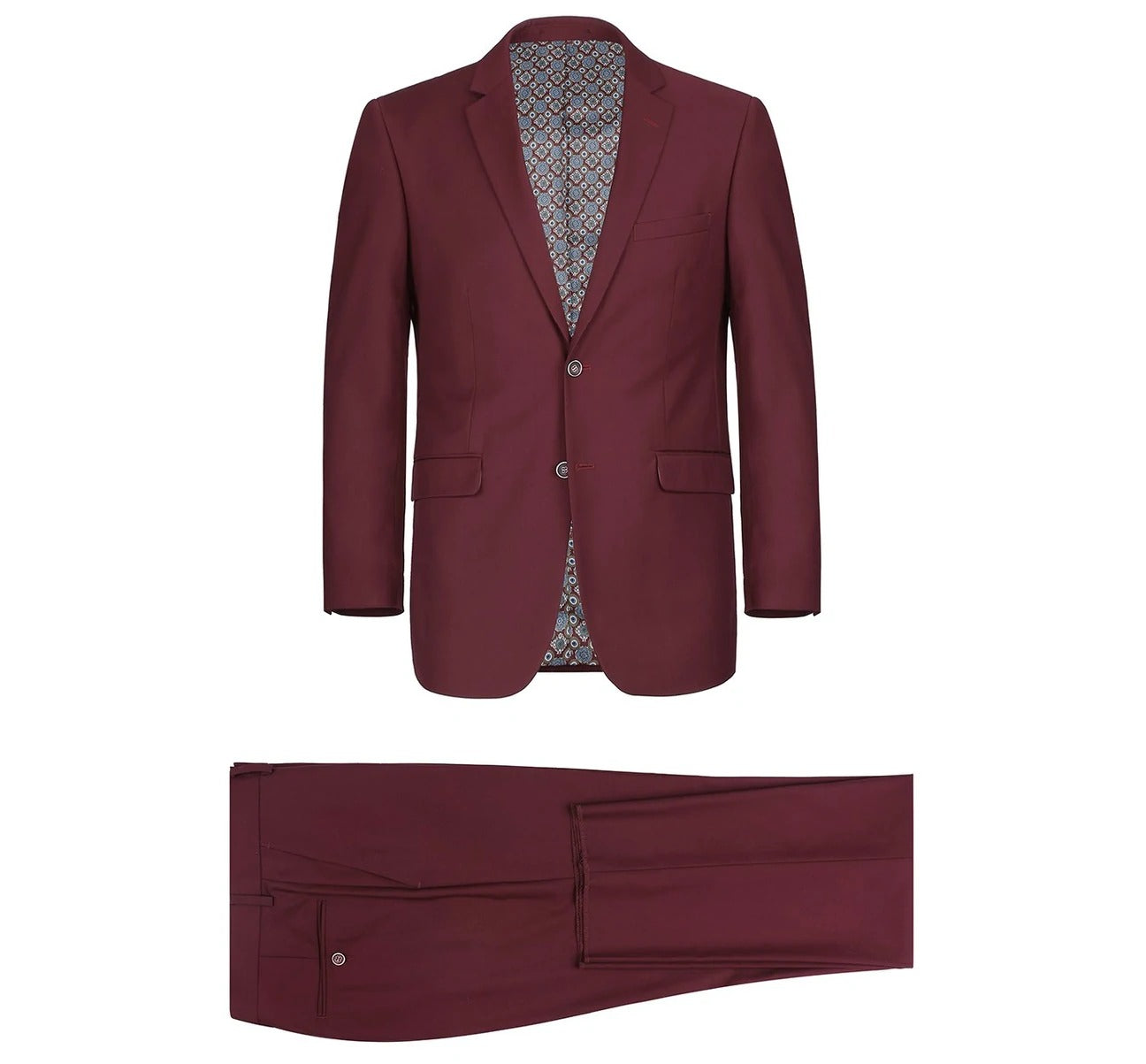 Alessandro Vitello by Renoir Burgundy 2-Piece Slim Fit Single Breasted Notch Lapel Suit | Premium Men's Formal Wear for Weddings, Business Meetings & Special Occasions