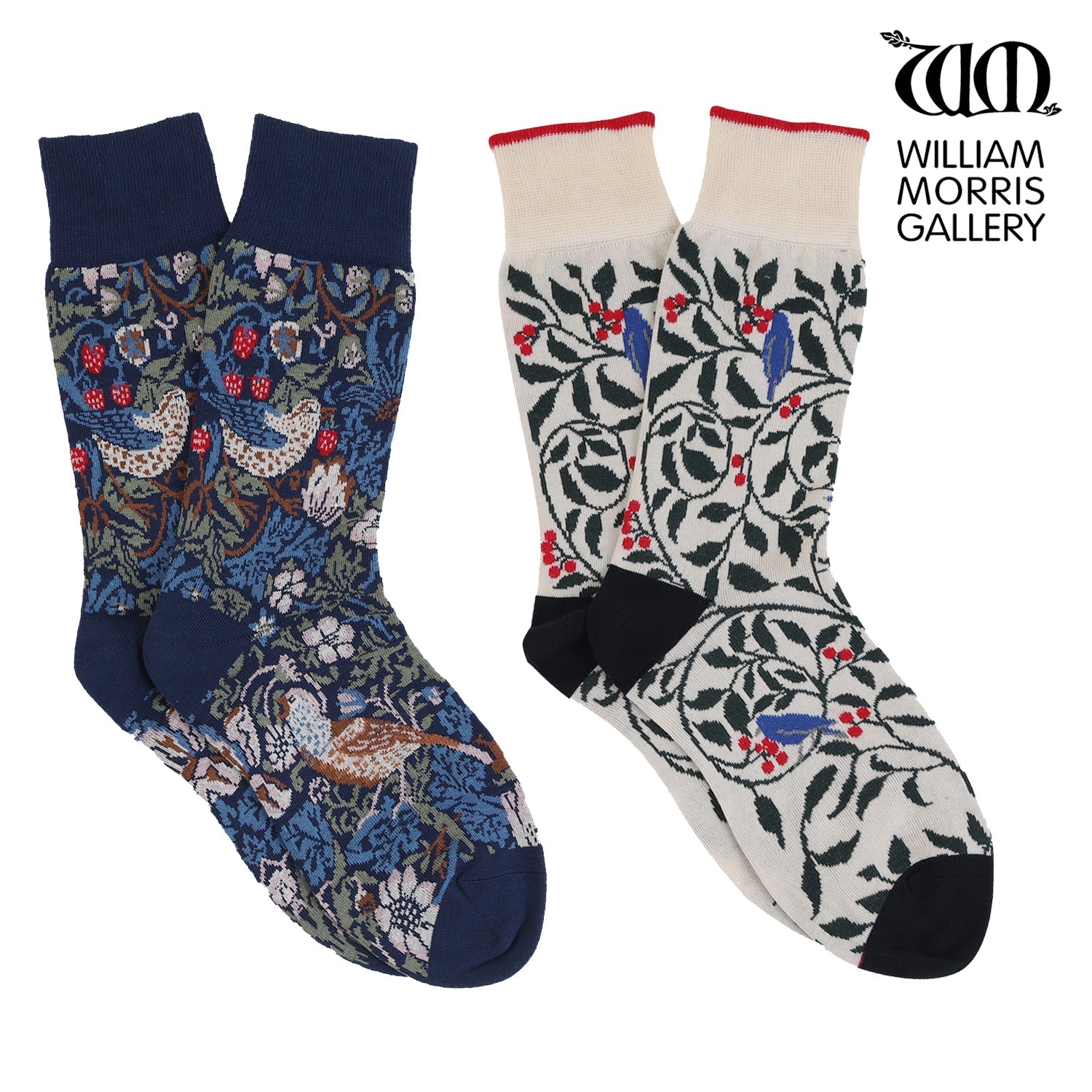 Women's 2-Pack William Morris Floral Print Cotton Crew Socks - Comfortable & Stylish for Everyday Wear, Home, Office & Gift Giving