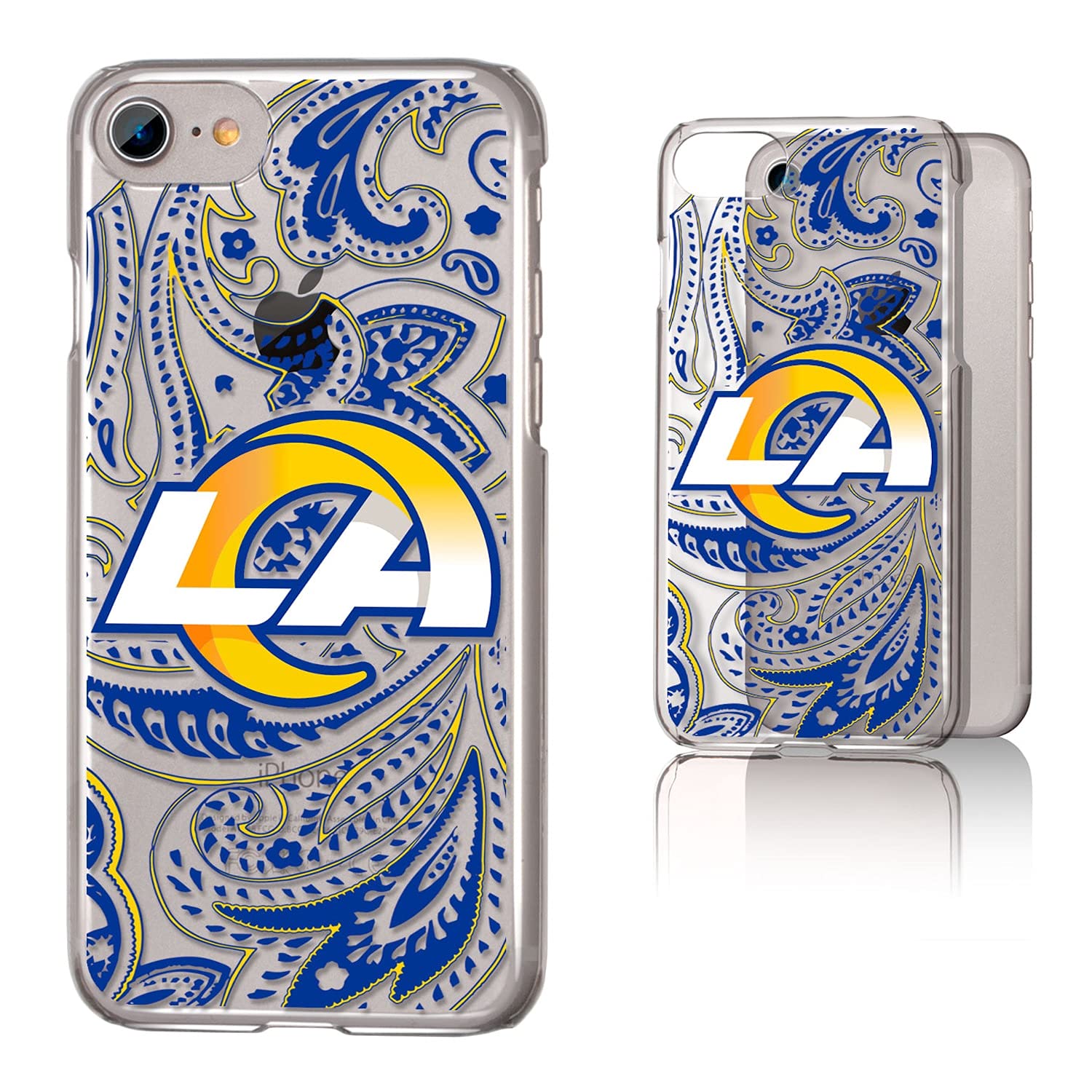 Los Angeles Rams iPhone Clear Paisley Design Case - Shockproof Protective Phone Cover for iPhone 13/14/15 Pro Max - Perfect for Game Day, Sports Events & Everyday Use