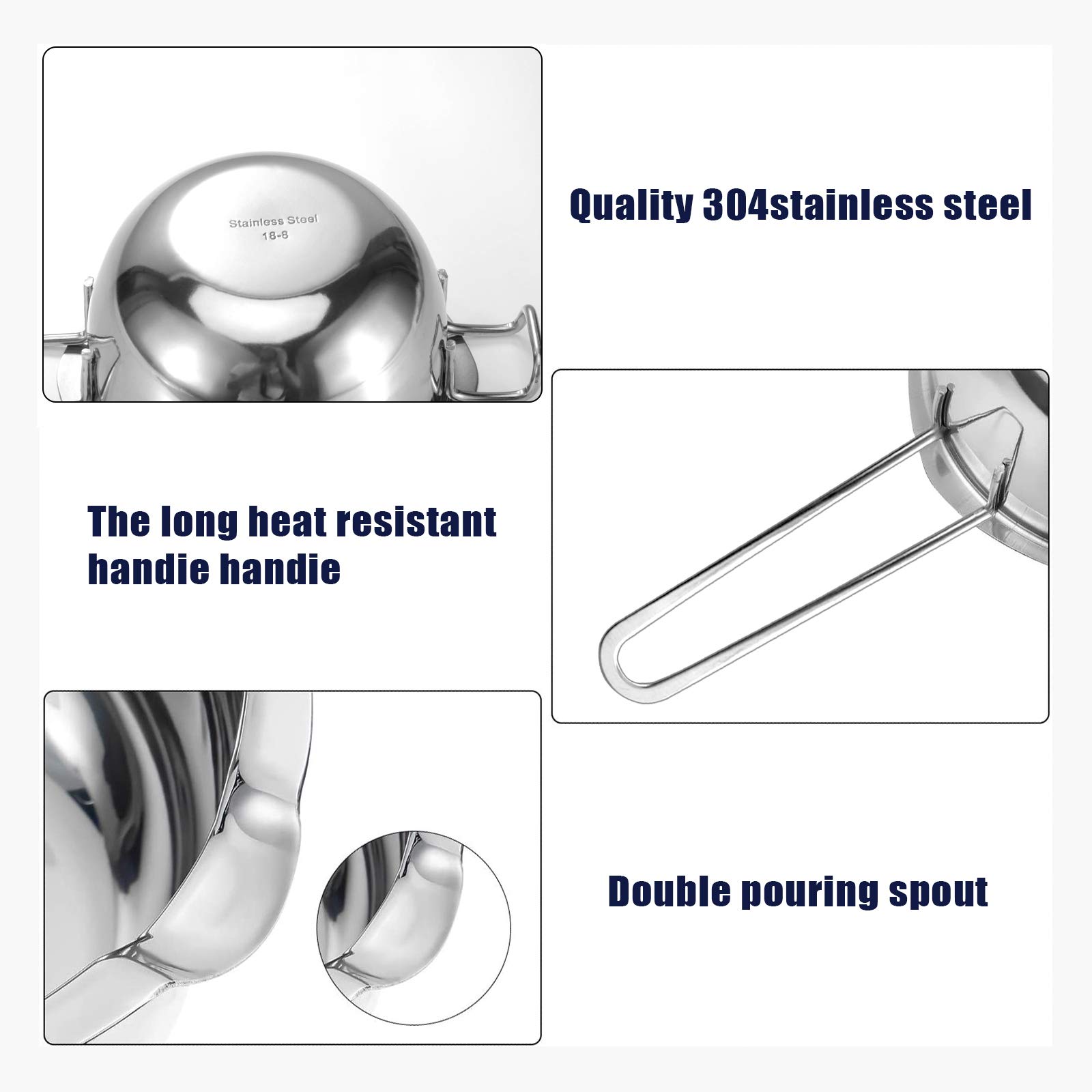 1000ML (34oz) Stainless Steel Double Boiler Pot Set - Perfect for Melting Chocolate, Making Candles & Candy - Ideal for Home Baking, DIY Crafts & Professional Kitchen Use