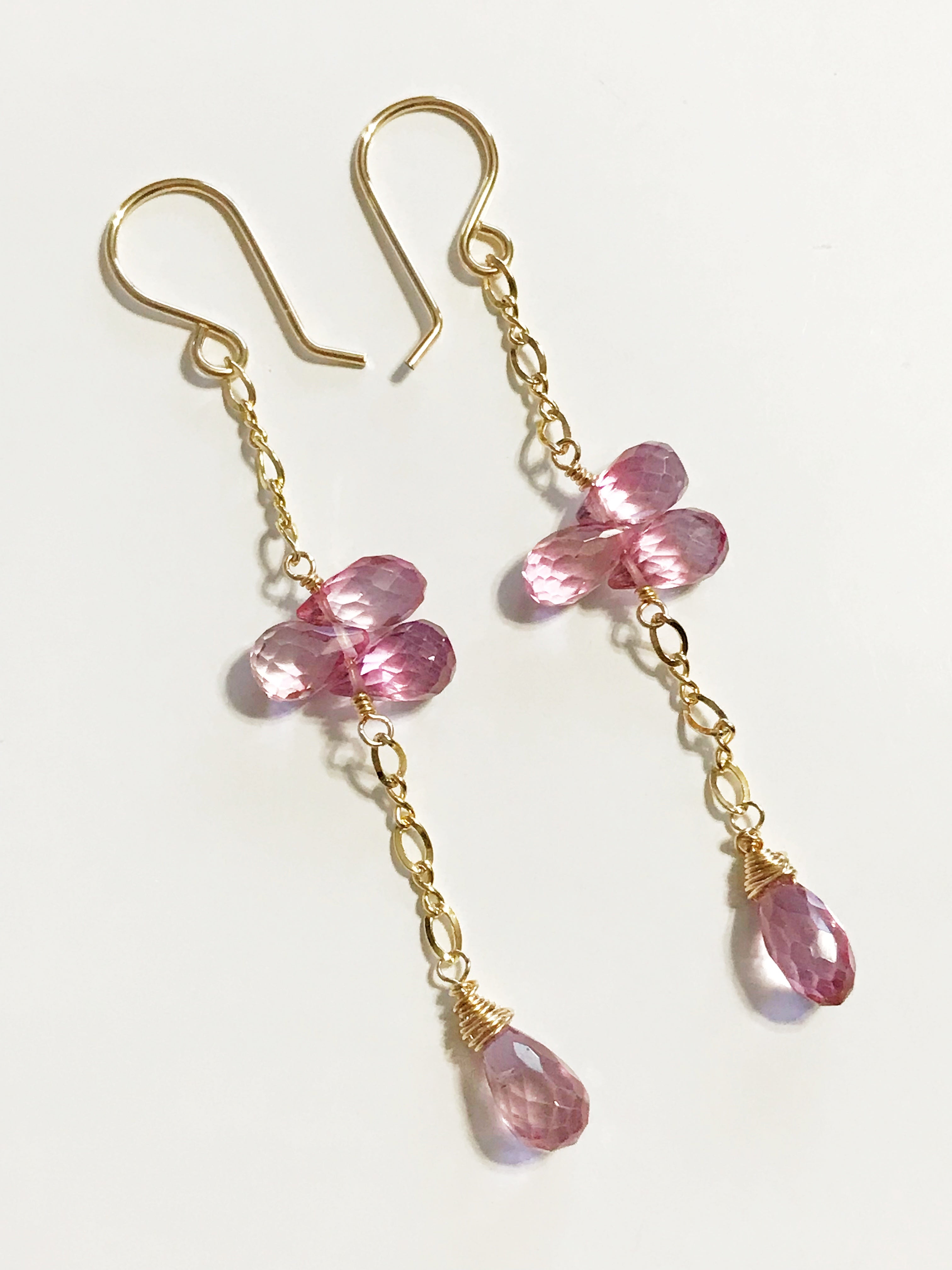 LEILA Pink Topaz Earrings for Women - Elegant Rose Gold Stud Earrings (E452) | Perfect for Weddings, Parties & Everyday Wear