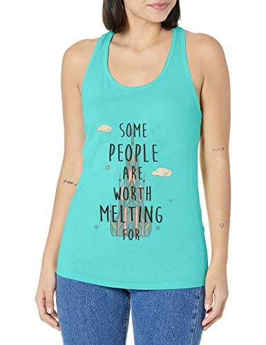 Fifth Sun Women's Frozen Melting Snow Graphic Slim Fit Scoop Hem Racerback Tank Top - Casual Summer Outfit & Lounge Wear