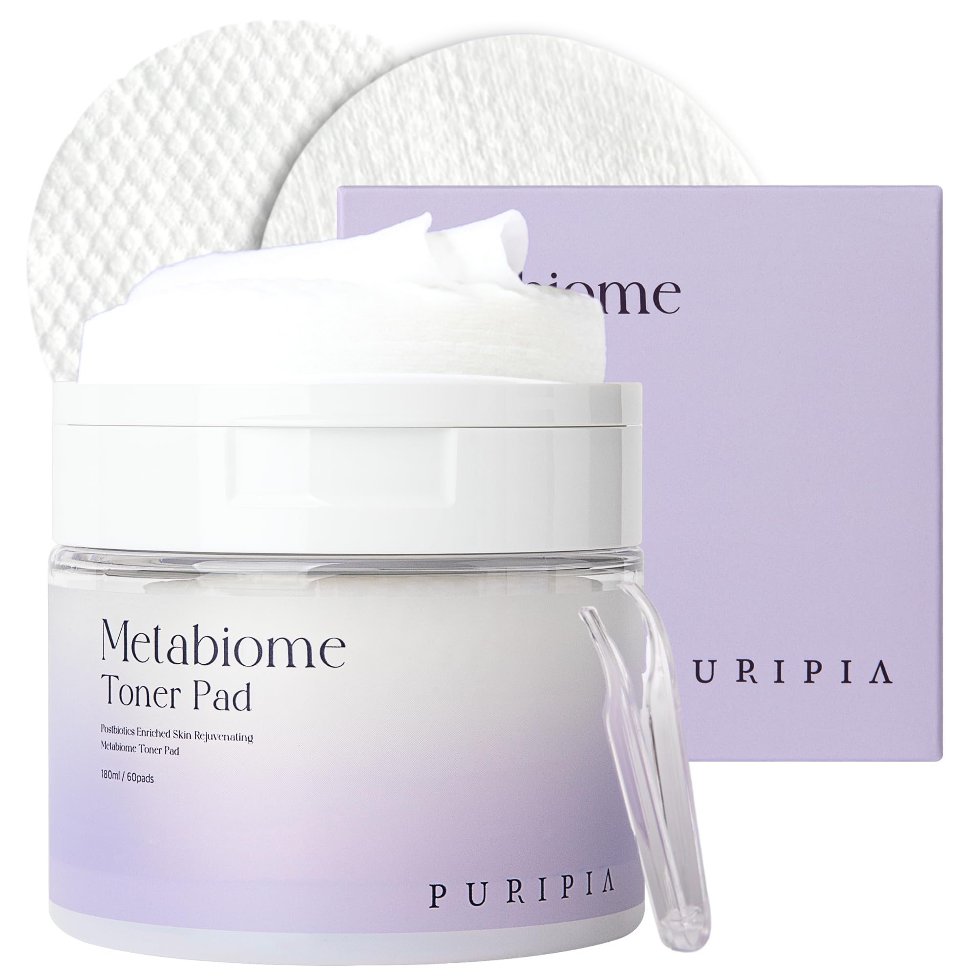 Metabiome Korean Toner Pads for Clear Skin - Soothing Exfoliating Cotton Pads with Tea Tree, Vitamin C & Collagen - Brightening Facial Treatment for Dry Skin & Blemishes - Perfect for Daily Skincare Routine & Travel