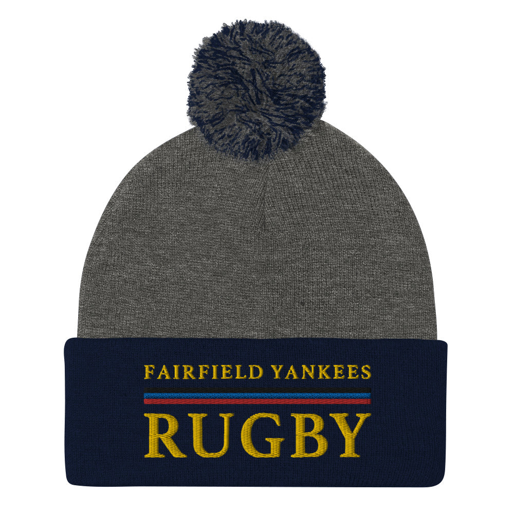 Fairfield Yankees RFC Pom Beanie - Winter Knit Hat for Men & Women - Cozy & Warm Team Logo Beanie for Football Fans - Perfect for Cold Weather, Outdoor Sports & Game Day