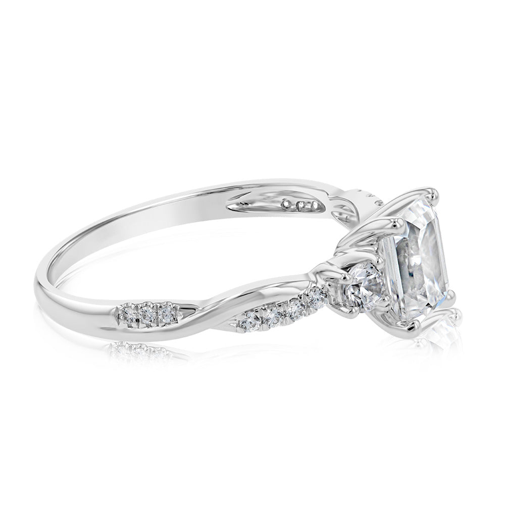 9ct White Gold Cubic Zirconia Ring - Elegant Fashion Jewelry for Women, Perfect for Weddings, Anniversaries & Special Occasions
