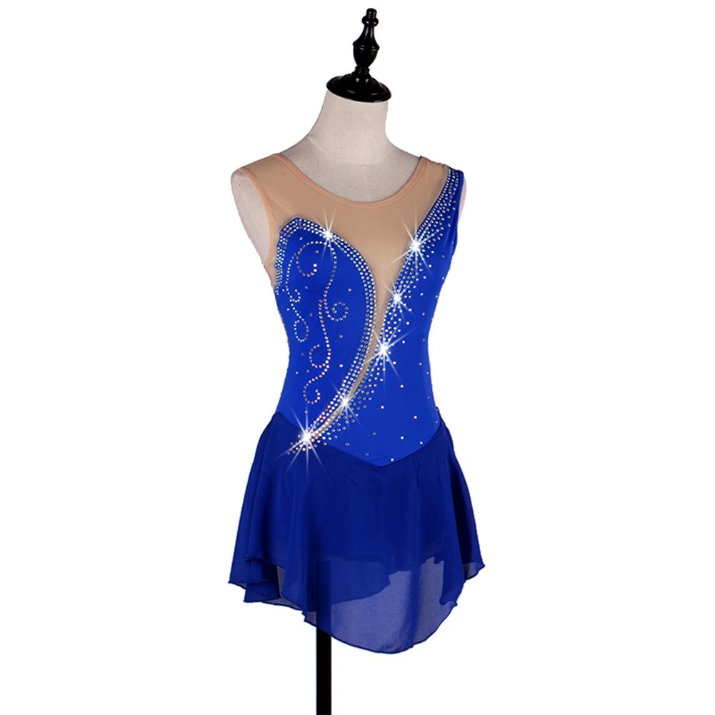 Sparkling Rhinestone Figure Skating Dress for Women - Elegant & Sexy Performance Costume for Ice Skating, Competitions & Dance Shows