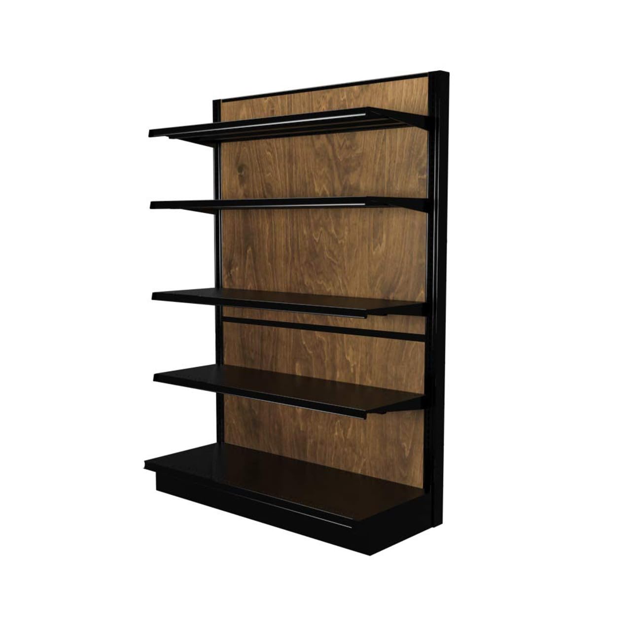 Premium Teak Color Birch Wood Gondola Retail Shelving - 5-Tier Wall Display 48