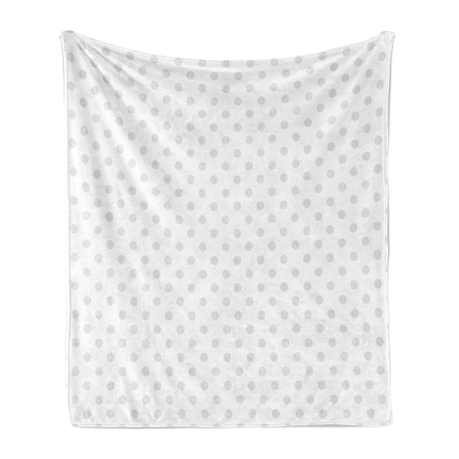 Ambesonne Grey Flannel Fleece Throw Blanket - Small Polka Dots on White Retro Style Traditional Pastel Pattern | Soft Couch Cover for Adults (50x60 Inches) | Perfect for Living Room, Bedroom & Cozy Winter Nights - Pale Grey White