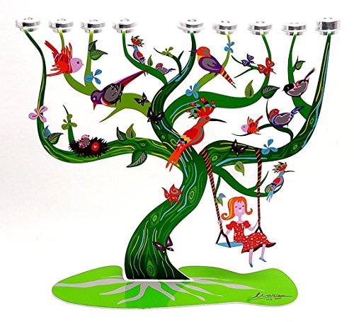 Handmade High-Design Hanukkah Menorah - Colorful Metal Hanukiah for Jewish Holiday Decor & Home Celebration