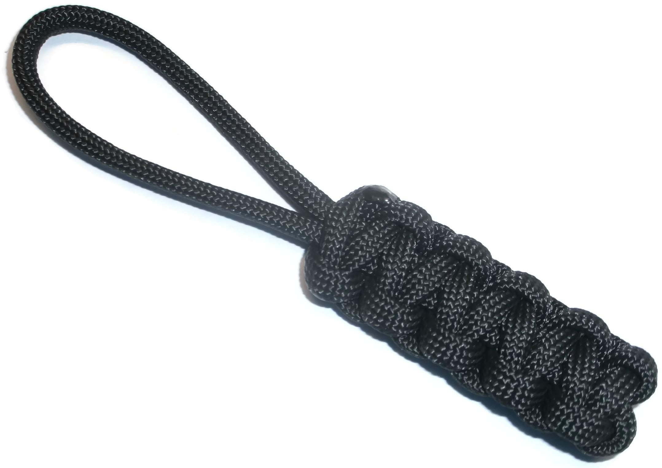 RedVex Paracord Zipper Pulls - Cobra Style Lanyards for Knives & Gear (Black, 4