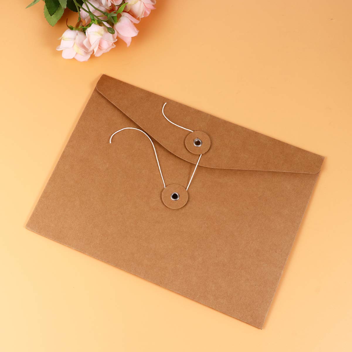 10pcs Kraft File Folders - A4 Document Organizer with Elastic Closure for Office, School, and Home Organization | Perfect for Bills, Receipts, and Important Papers