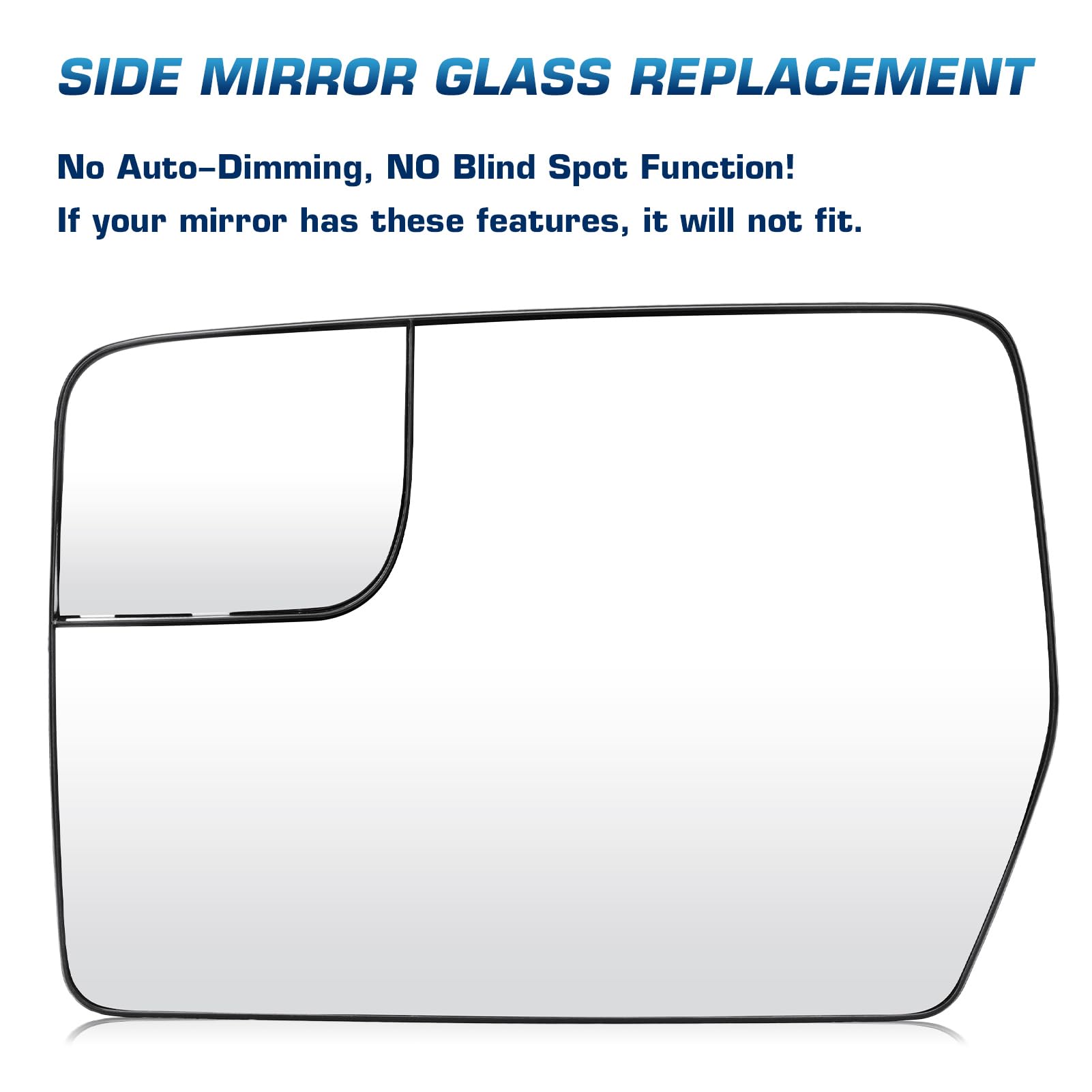 Youxmoto Heated Driver Side Mirror Glass Replacement for Ford F150 2011-2014 - Left Side View Mirror with Rear Holder (BL3Z-17K707-E) - Perfect for Winter Driving & Enhanced Visibility