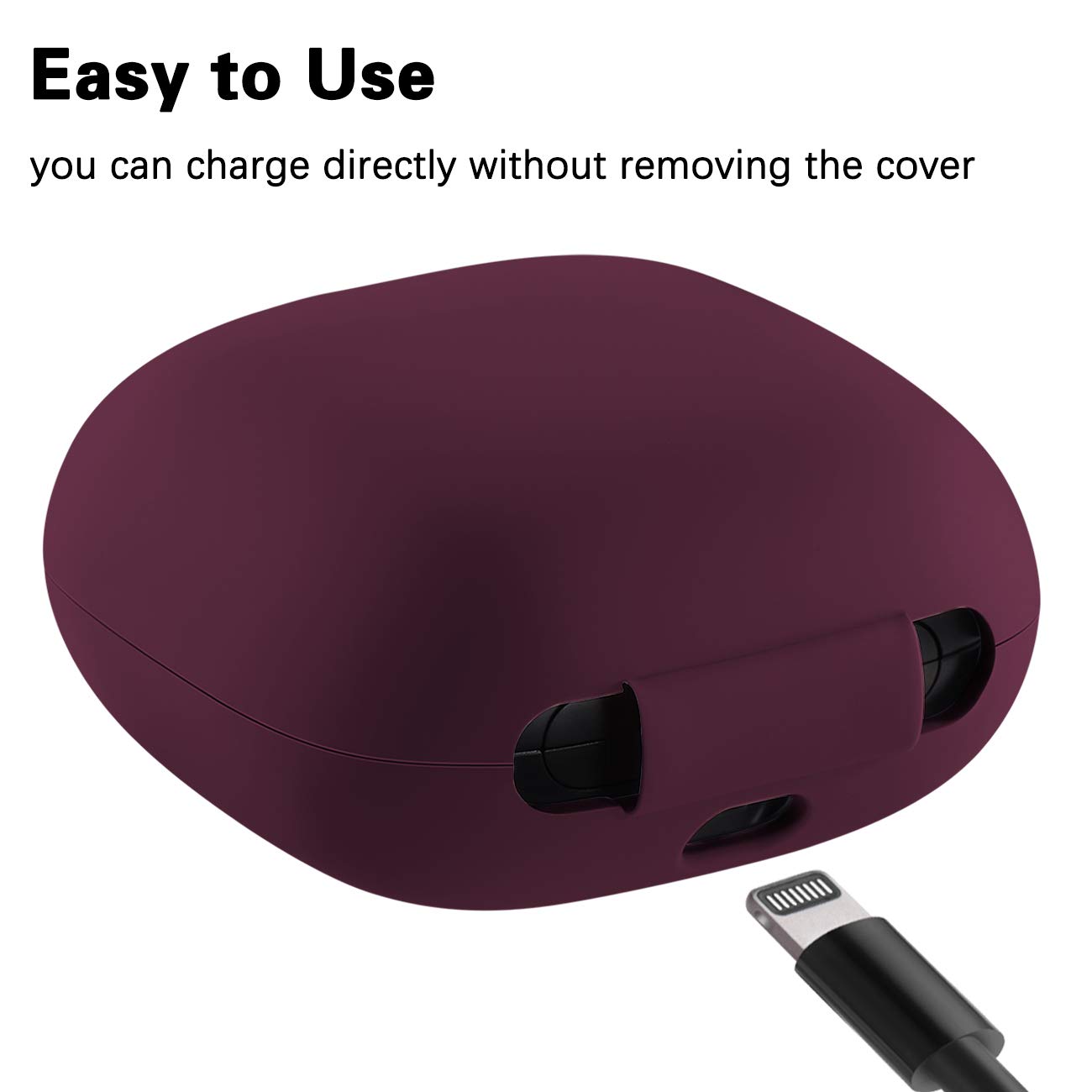 GEAK Shockproof Silicone Case for Beats Powerbeats Pro (2019) - 360° Protection, Soft Cover with Keychain, Wine Red - Perfect for Gym, Running, Travel & Outdoor Activities