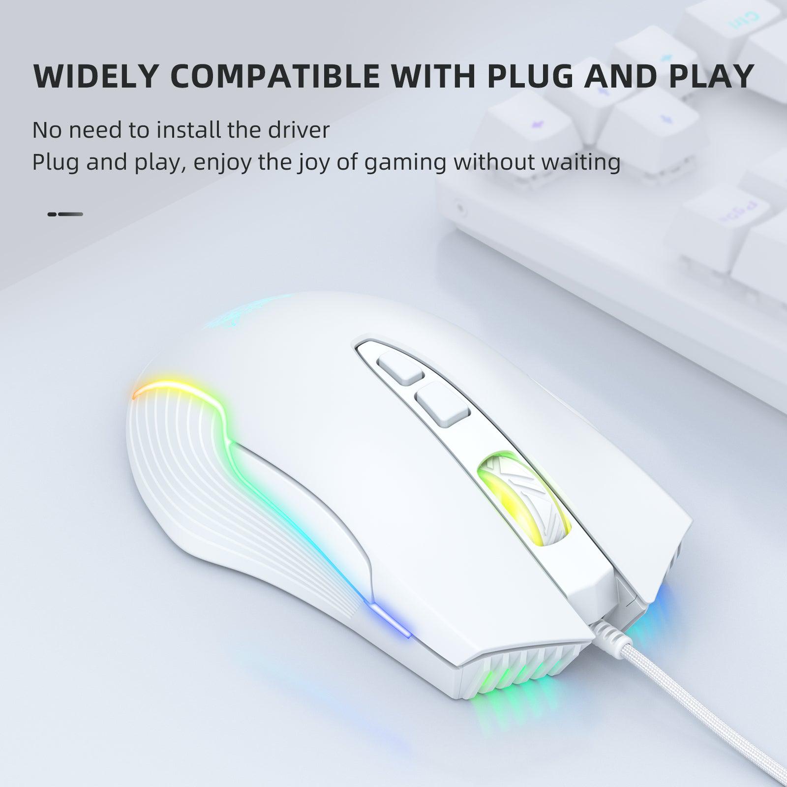 ONIKUMA CW905 6400 DPI Wired Gaming Mouse with RGB Breathing LED Lights - Perfect for PC Gaming, Esports & Office Work