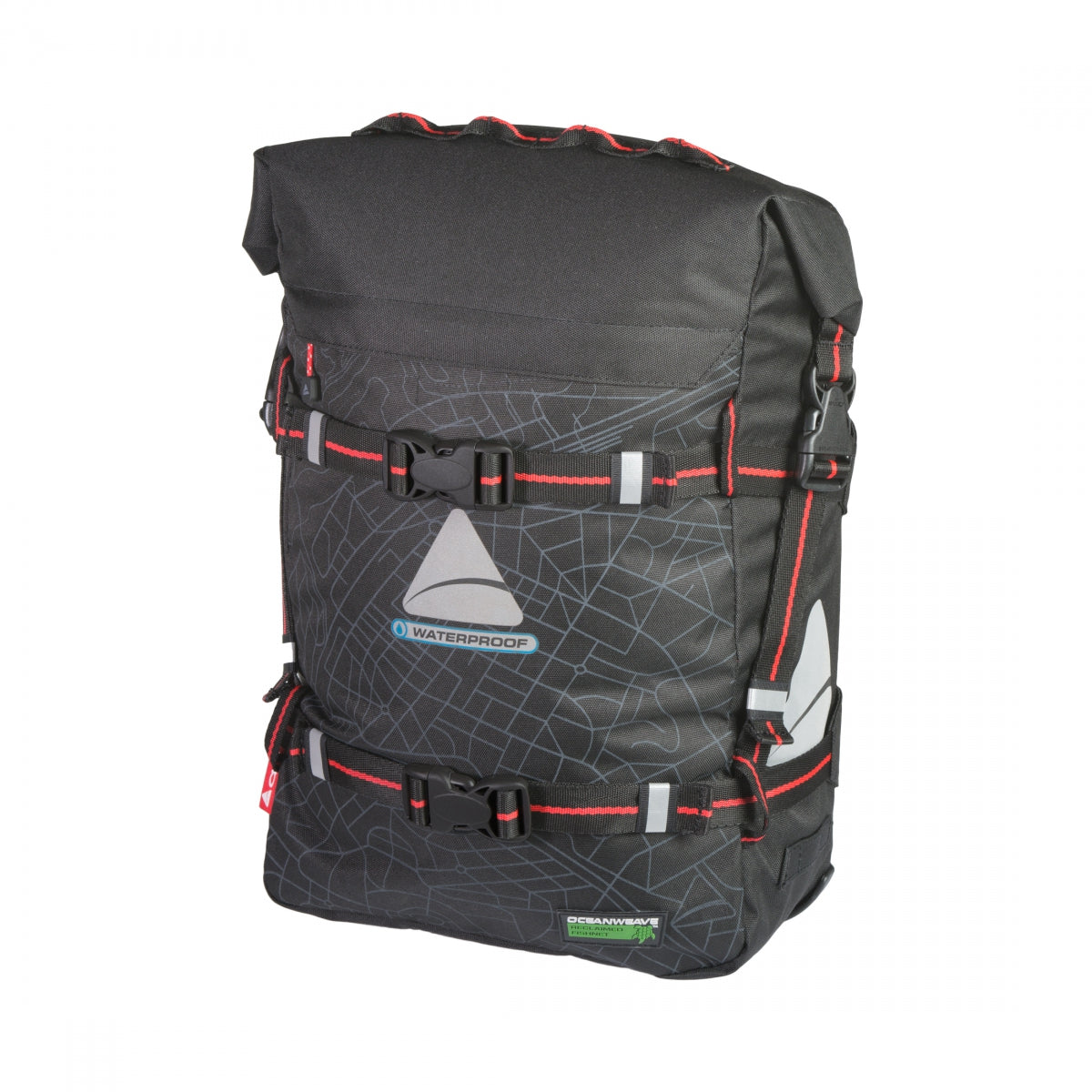 Axiom Monsoon Oceanweave P18+ Waterproof Bike Pannier Bag - 18.5x11.25x5.25 Inch Black Cycling Bicycle Hook On Saddlebag - Perfect for Commuting, Touring & Outdoor Adventures