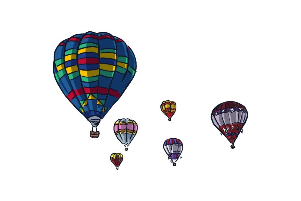 Hot Air Balloons Wall Art Print - 24x36 Inches Signed by Icon 72484, Premium Master Art Poster for Home & Office Decor | Perfect for Living Room, Bedroom, or Gift
