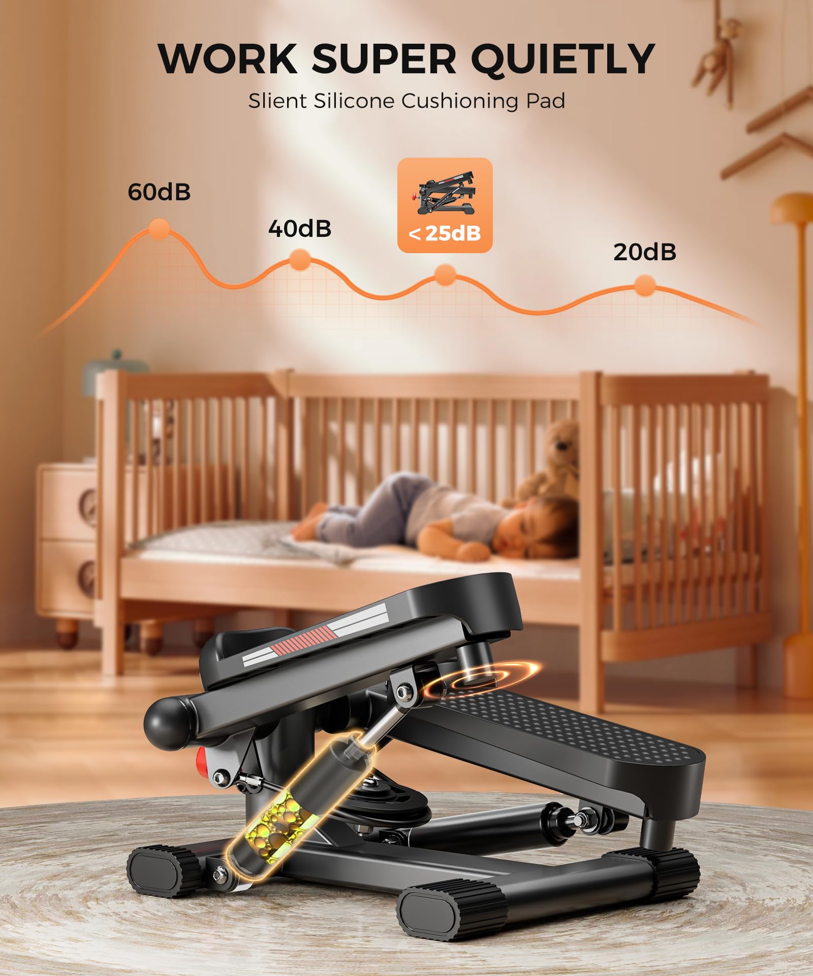Mini Stepper with Hydraulic Resistance - Portable Stair Climbing Exercise Machine for Home Gym, Cardio & Leg Workout | Perfect for Small Spaces, Office & Apartment Fitness