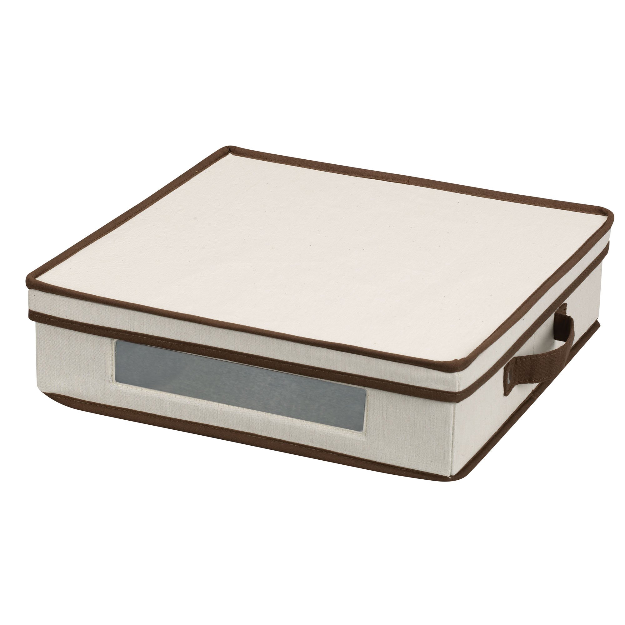 Household Essentials Charger Plate Storage Box - Holds 12 Charger Plates with Felt Protectors, Clear Window Front Panel, Sturdy Sided Design with Handles & Removable Lid - Perfect for Party, Holiday & Event Tableware Organization