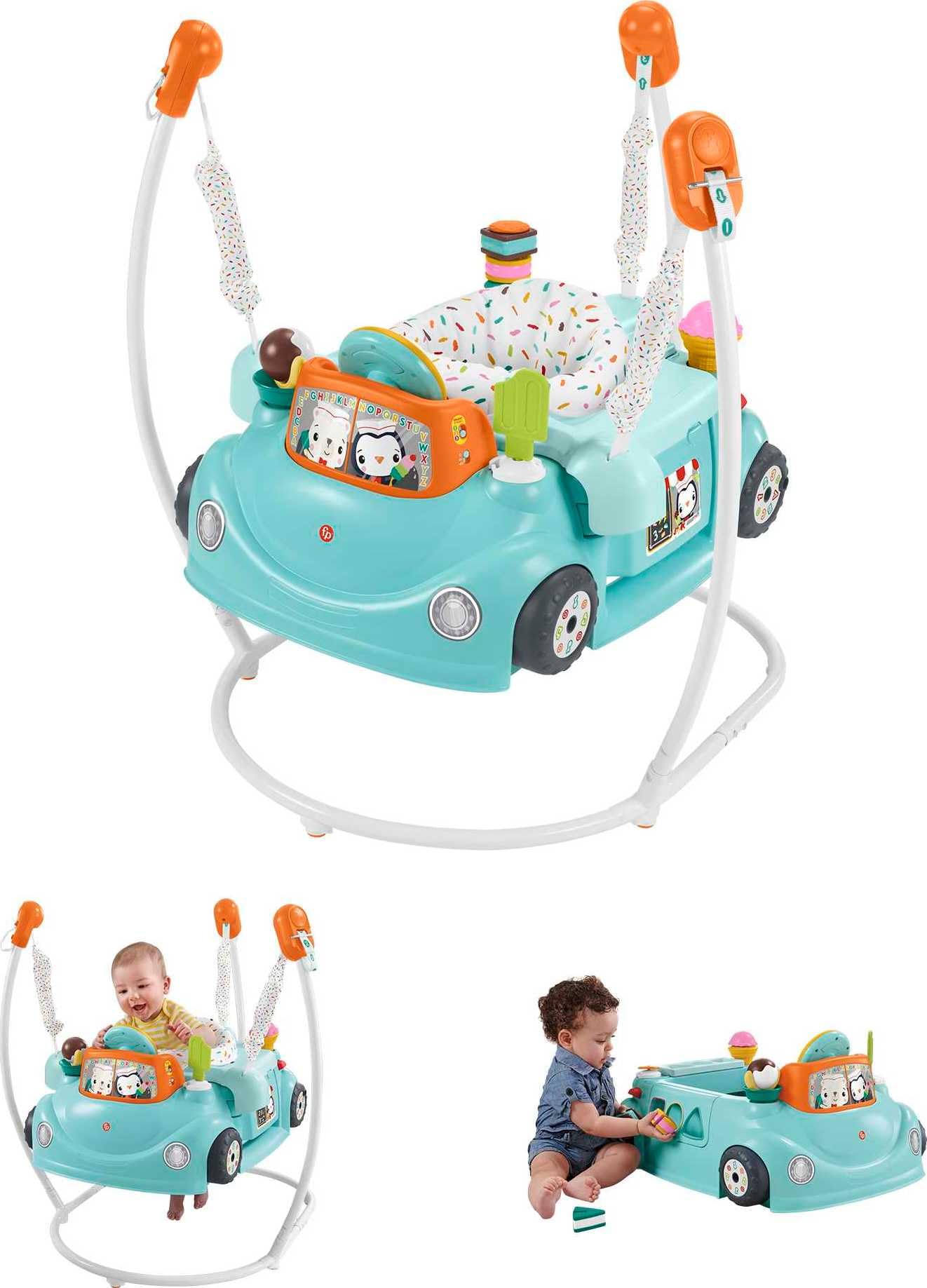 Fisher-Price Sweet Ride 2-in-1 Jumperoo Activity Center with Lights, Sounds & Smart Stages Learning - Baby to Toddler Developmental Toy for Indoor Play & Early Learning