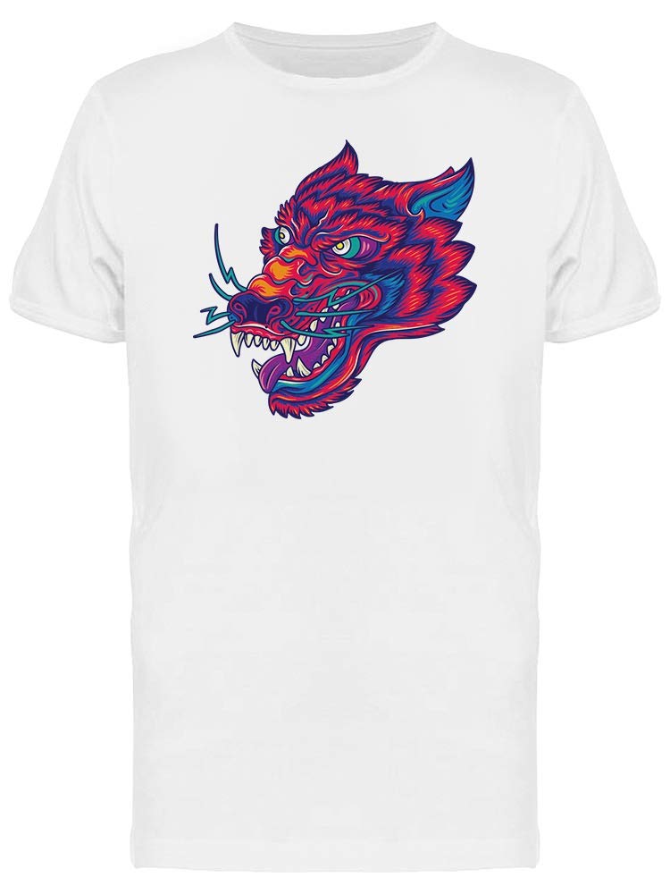Red Toon Wolf Graphic T-Shirt for Men | Trendy Cartoon Wolf Print Tee | Casual Streetwear & Everyday Outfit