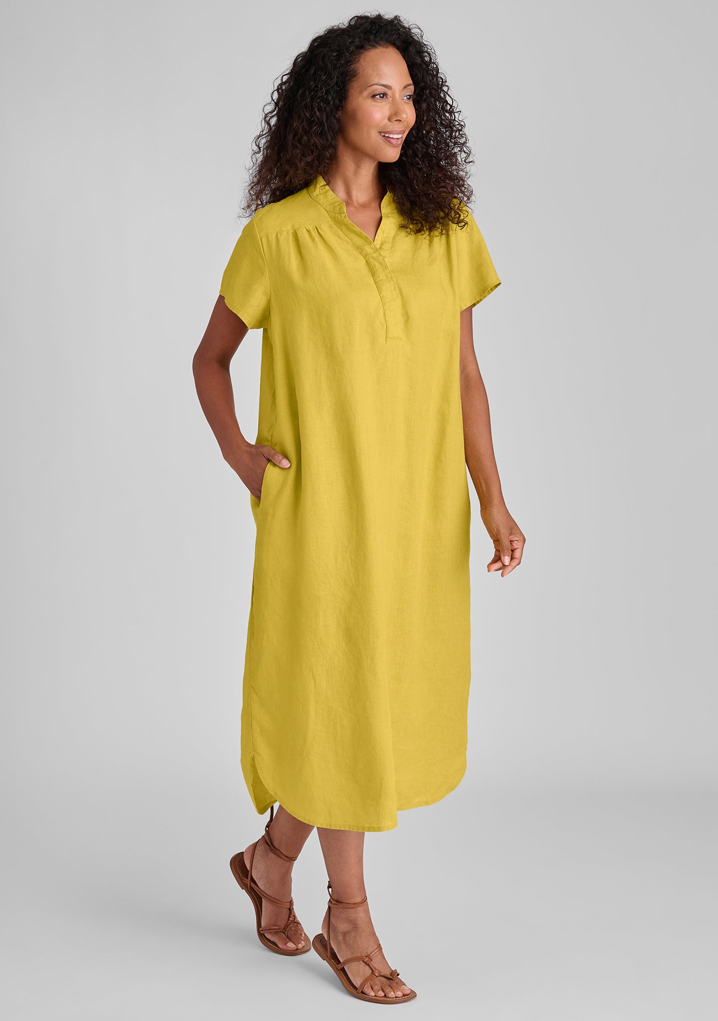 Stylish Linen Café Dress for Women - Summer Boho Maxi Dress with Pockets - Perfect for Brunch, Beach & Casual Outings