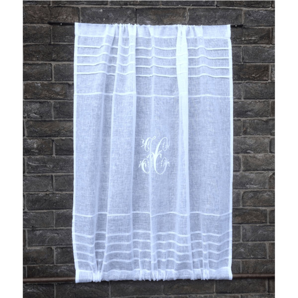 Daresbury White Sheer Linen Door Curtains with Double Rod Pockets - Elegant Window Treatment for Living Room & Bedroom