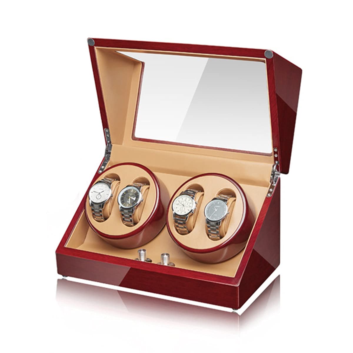 Automatic Watch Winder Box with Silent Mabuchi Motor - Wooden Display Case with Flexible Watch Pillow for Men & Women - Perfect for Watch Collection Storage and Display at Home/Office