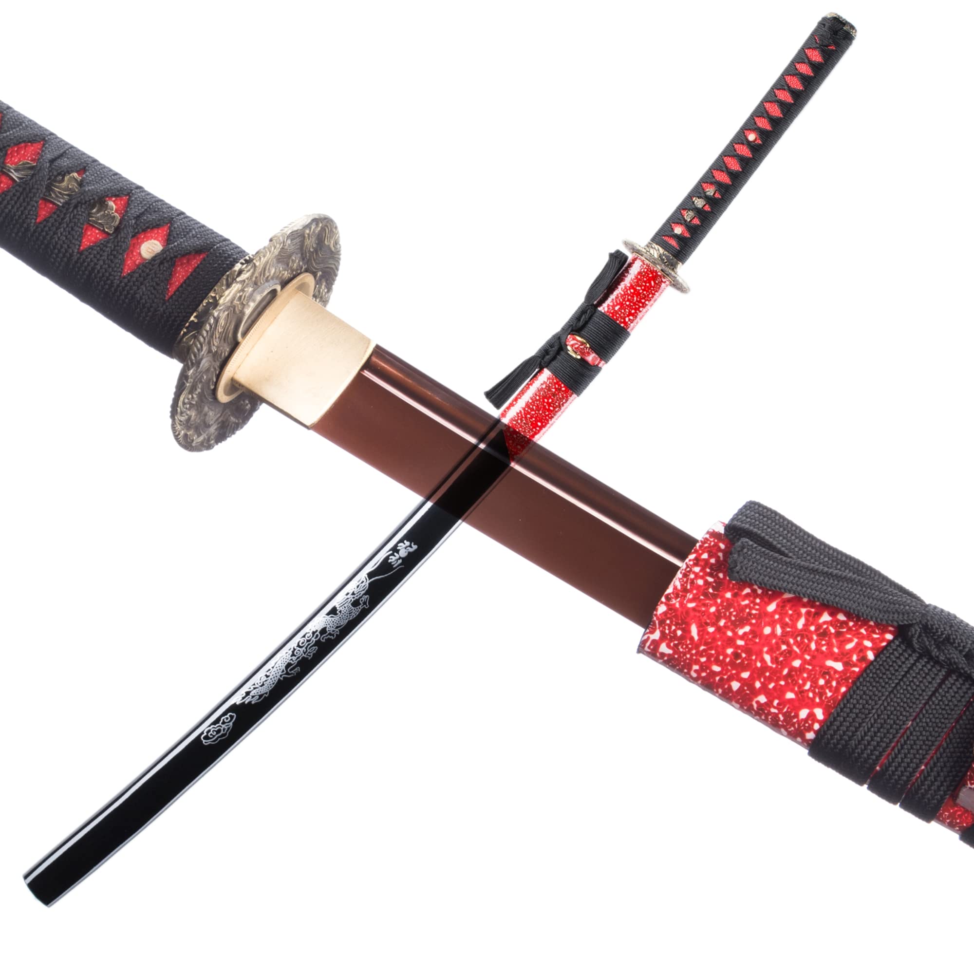 Black Katana Sword - Real 9260 Steel Blade, Authentic Japanese Samurai Sword for Training & Cosplay | Perfect for Anime Fans, Martial Arts Practice & Collection Display