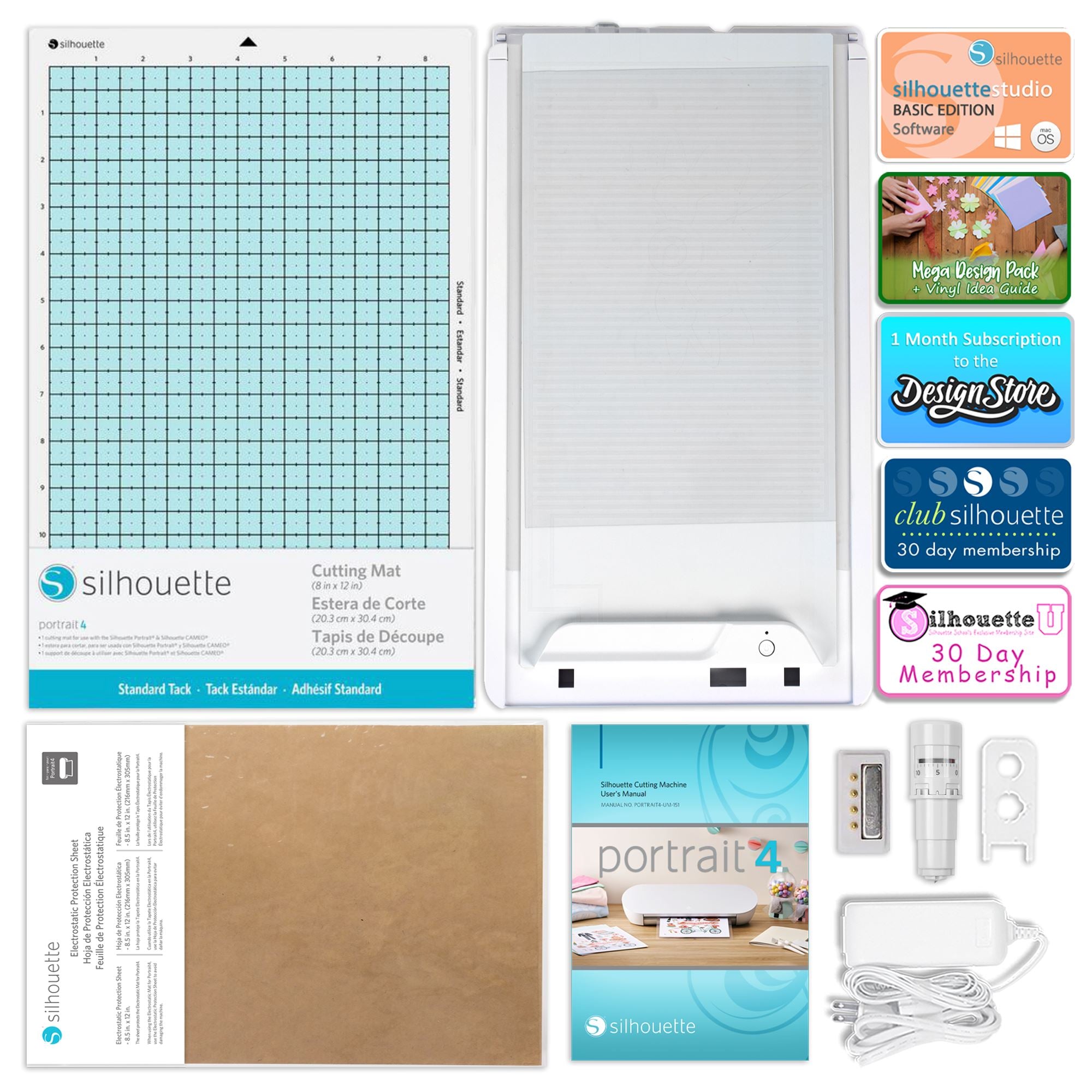 Silhouette Portrait 4 Cutting Machine with Electrostatic Grip Mat - Perfect for DIY Crafts, Vinyl Decals, and Home Decor Projects