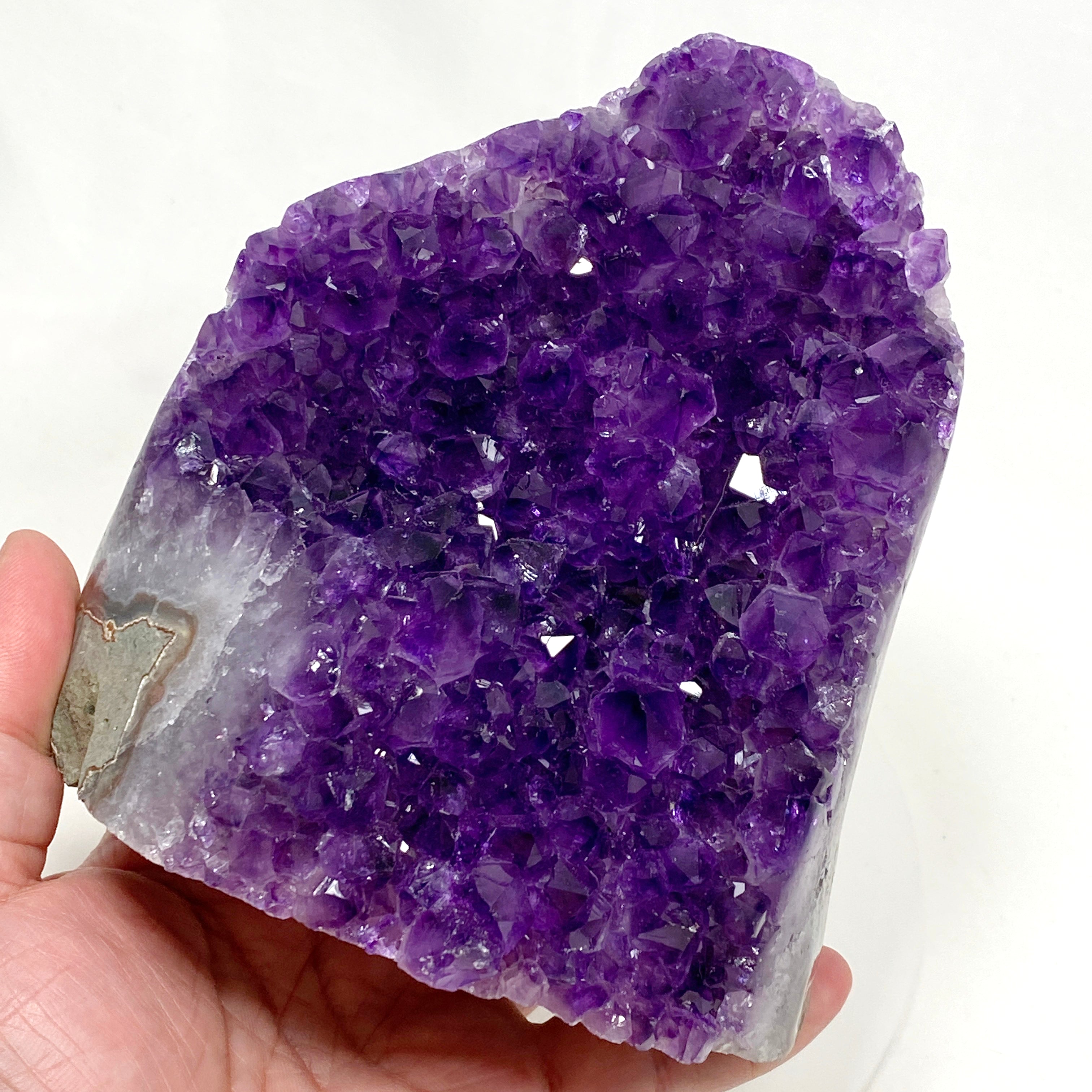 Premium Amethyst Cluster Geode Cut Base - Natural Uruguay A-Grade Amethyst Crystal for Home Decor, Meditation & Healing - AMCB 10