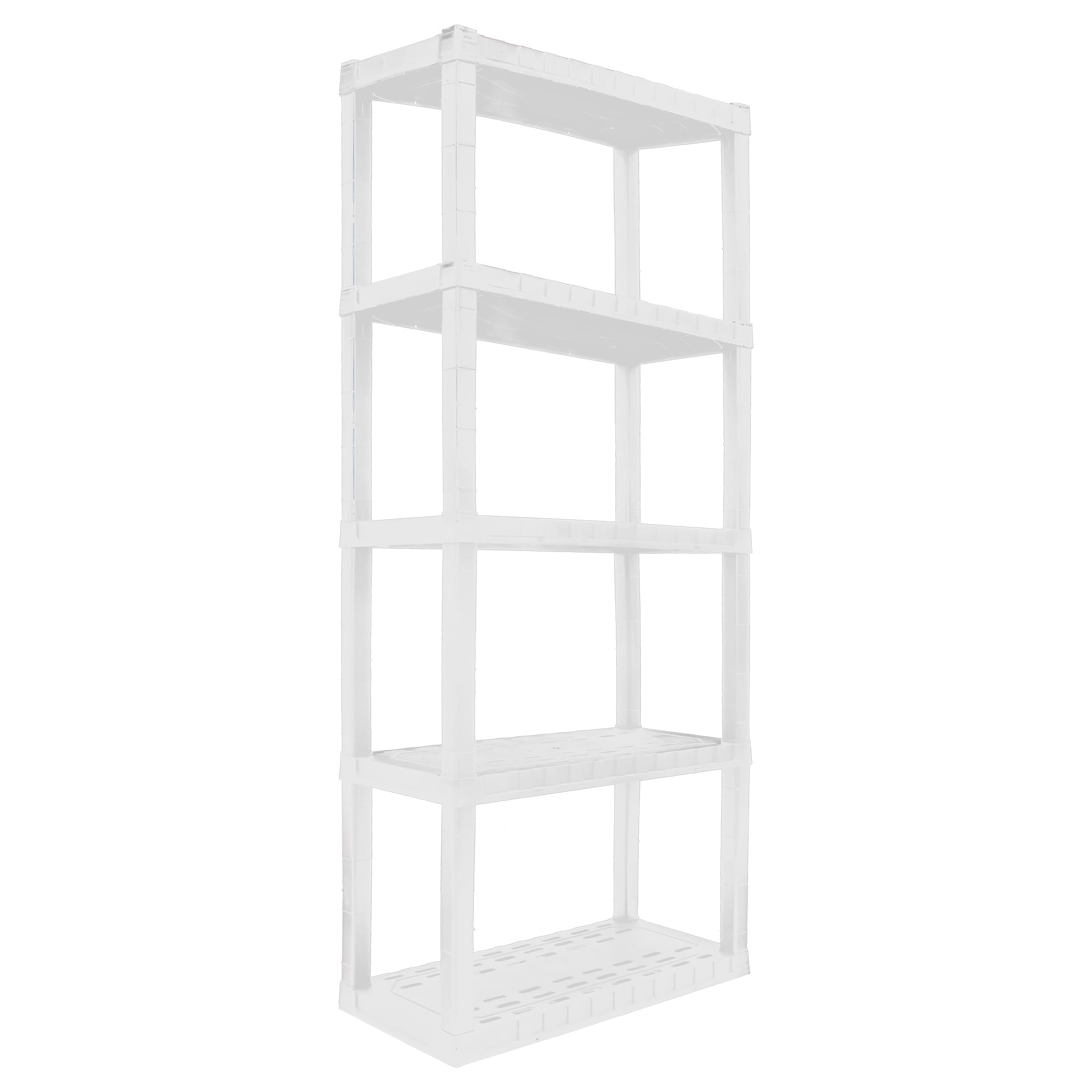 Koolatron 5-Tier Heavy Duty Plastic Storage Shelf - White Garage Shelving Unit with Adjustable Racks - Ideal for Garage, Shed, Basement & Closet Organization - Perfect for Storing Tools, Sports Equipment & Household Items