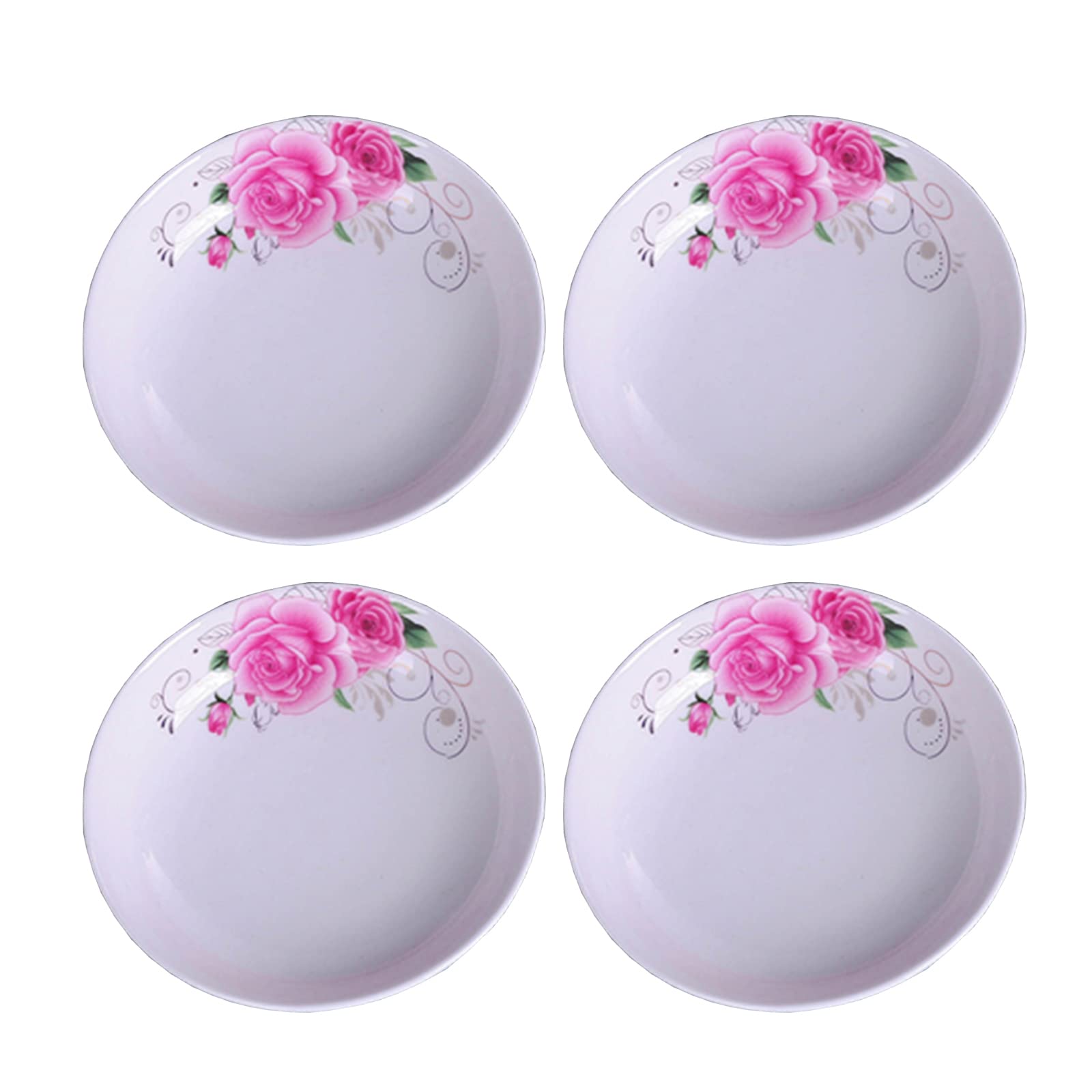 4-Pack Floral Ceramic Saucer Dishes - 4 Inch Decorative Appetizer Plates for Sushi, Snacks, Condiments & Seasonings | Perfect for Japanese Dining, Tea Parties & Home Decor