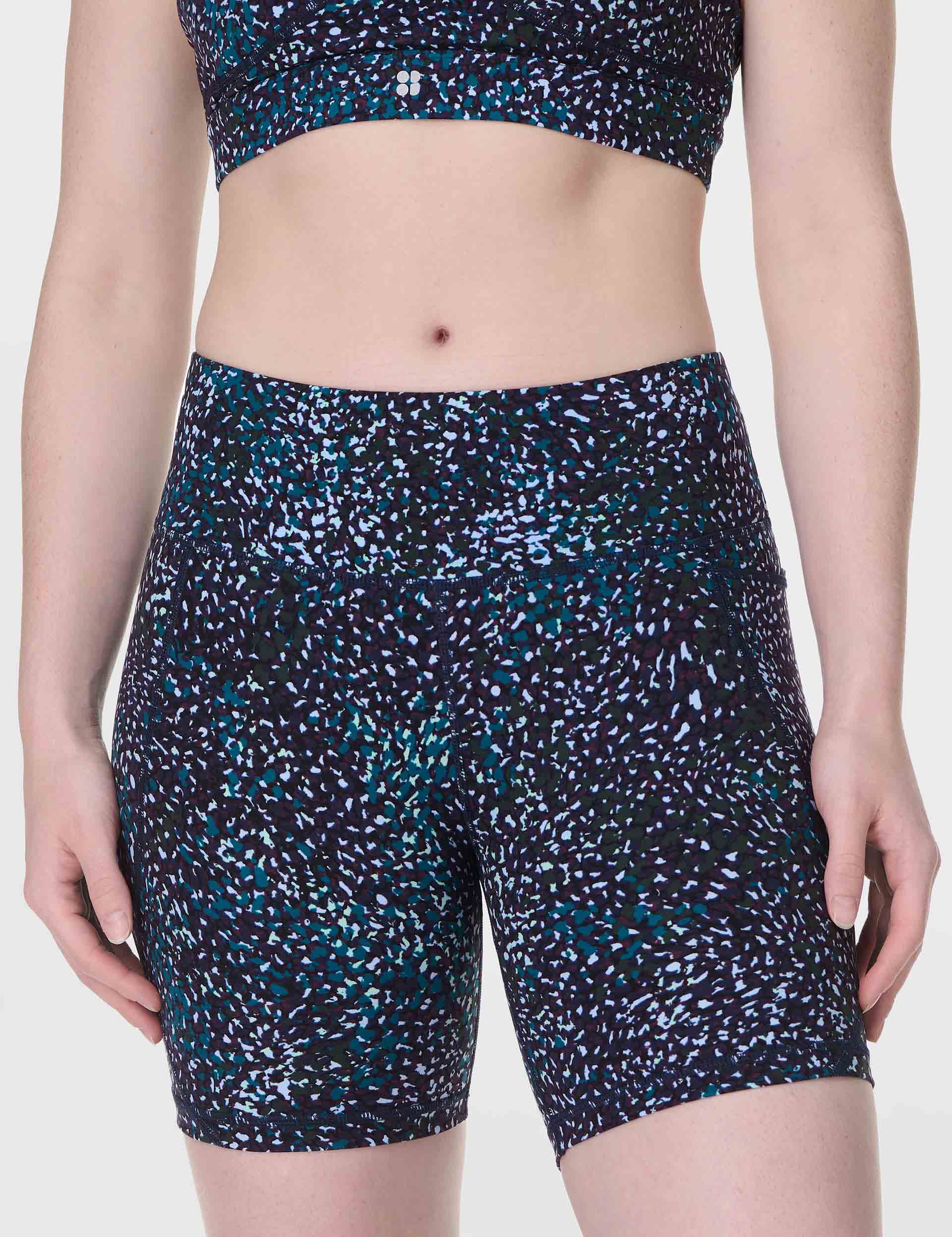Power 6 Cycling Shorts - Blue Aurora Print | High-Performance Bike Shorts for Men & Women | Perfect for Road Cycling, Mountain Biking & Indoor Training