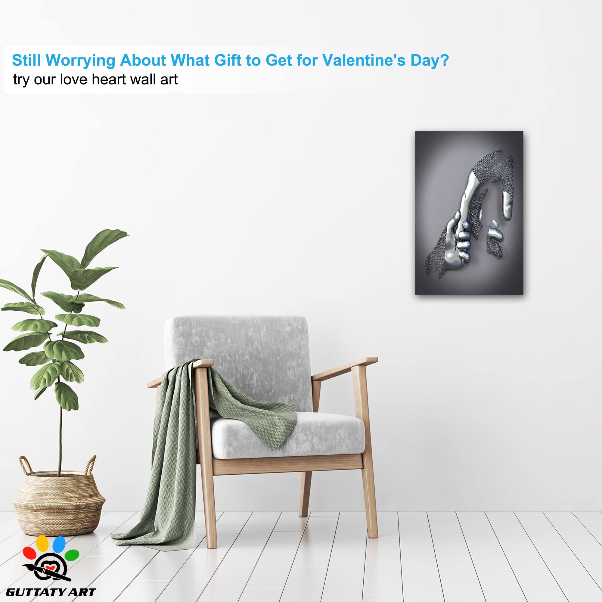 3D Metal Effect Canvas Wall Art - Modern Silver Framed Wall Decor for Living Room & Bedroom - Mother's Day Gift Idea - 12x18 Inches - Perfect for Home, Office & Nursery Décor