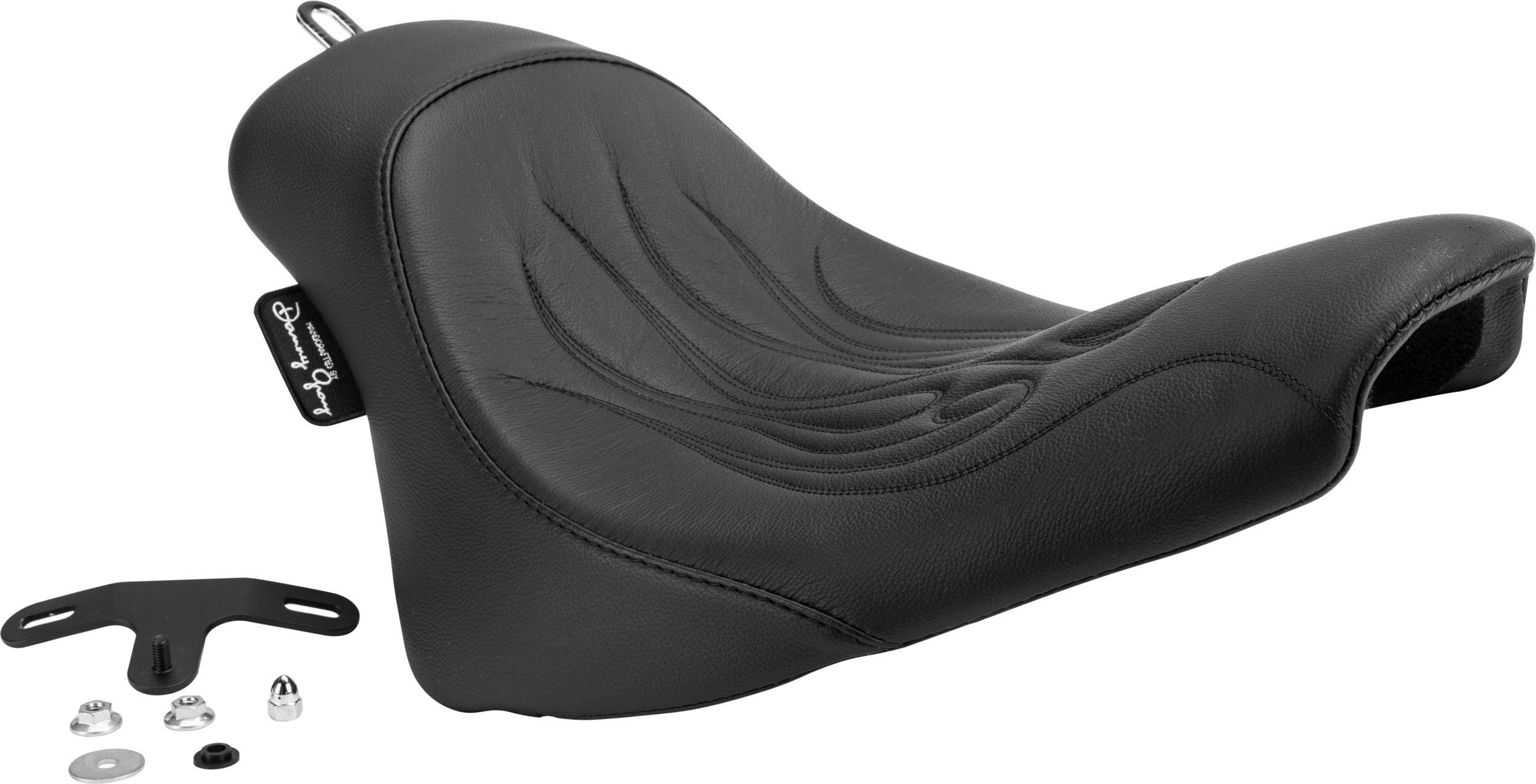Danny Gray 21-103F Buttcrack Solo Flame Motorcycle Seat - Comfortable & Durable Bike Seat for Harley Davidson, Cruiser & Touring Bikes - Perfect for Long Rides & Road Trips