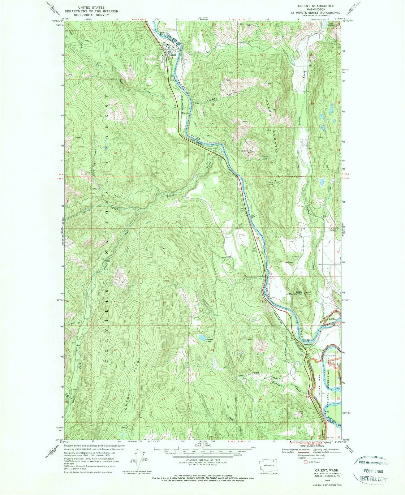 1969 Orient WA USGS Historical Topographic Wall Map - 35x44 Inch Large Vintage Washington State Wall Art - Perfect for Home, Office & Classroom Decor