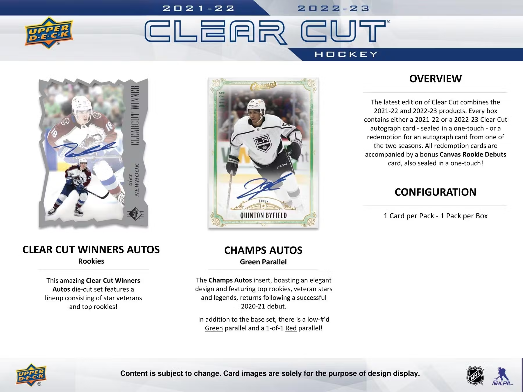 2022-23 Upper Deck Clear Cut Combined Hockey Hobby Box - NHL Trading Cards Collection for Collectors & Fans - Perfect for Gifts, Investments, and Game Day Excitement