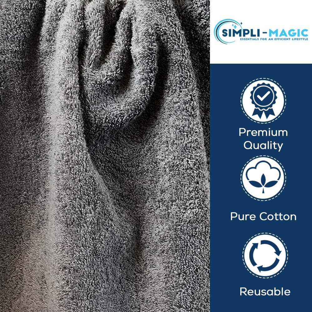 Simpli-Magic Premium Cotton Hand Towels - Soft & Absorbent, 12-Pack (Gray) - Perfect for Kitchen, Bathroom & Guest Use