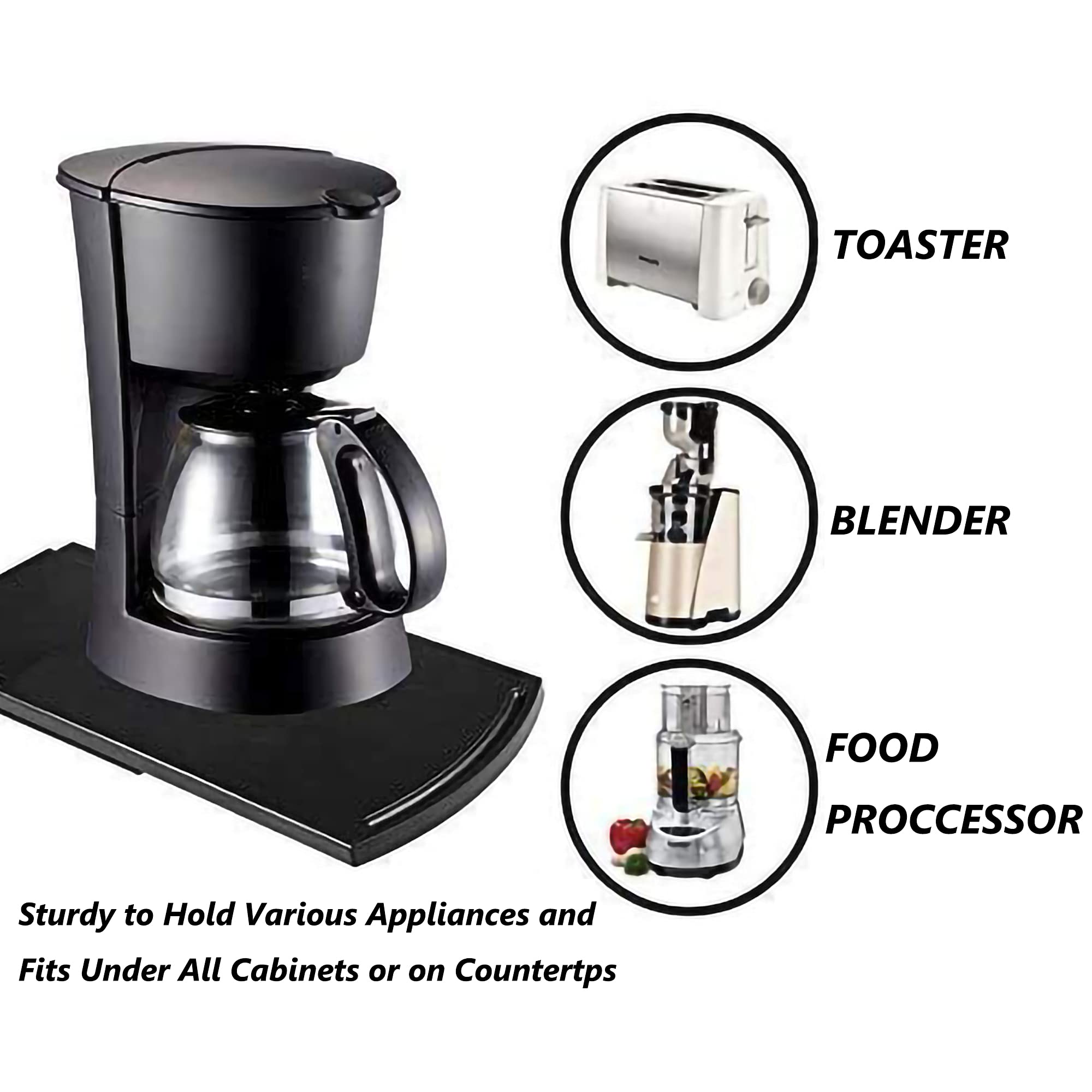 Kitchen Appliance Sliding Tray - Countertop Organizer for Coffee Maker, Mixer, Air Fryer - ABS Rolling Slider for Easy Access and Space Saving in Small Kitchens
