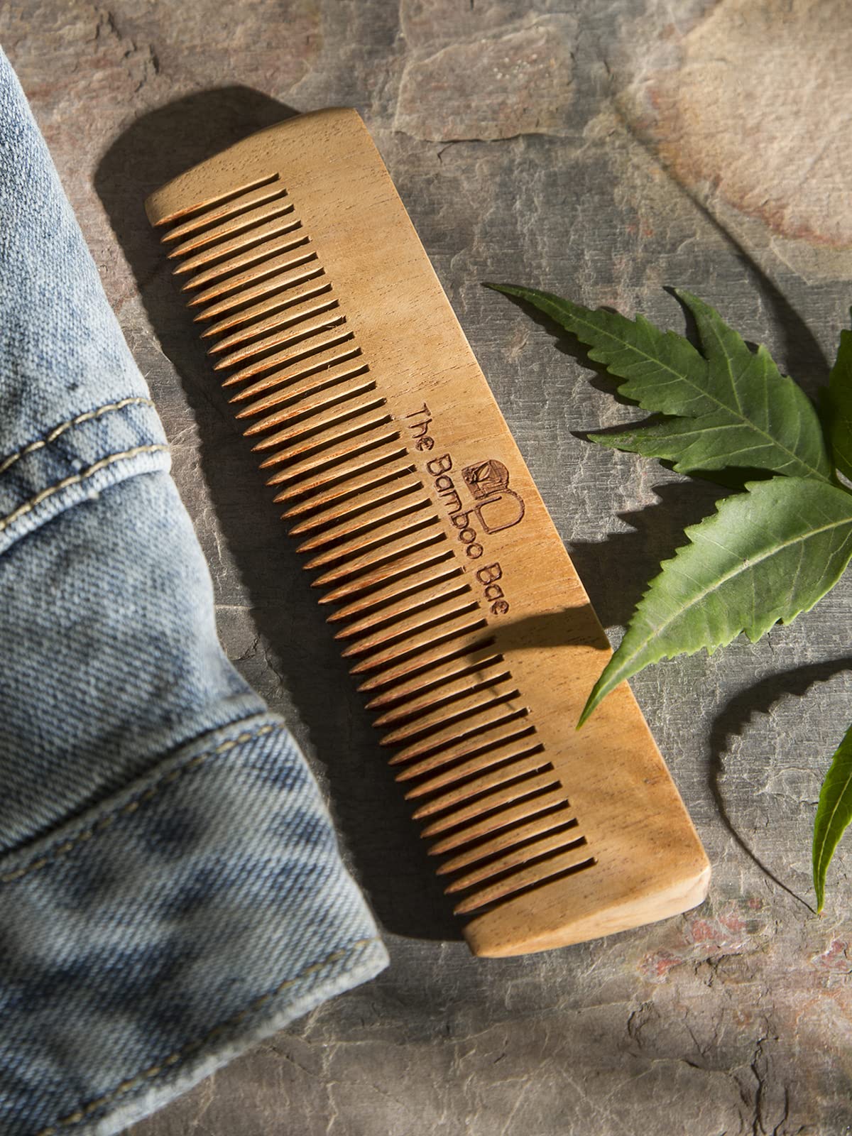 Bamboo Bae Handmade Neem Wood Comb - 5 Inch Pocket Size for Travel, Detangling & Scalp Massage - Perfect for Home, Office & On-The-Go Hair Care