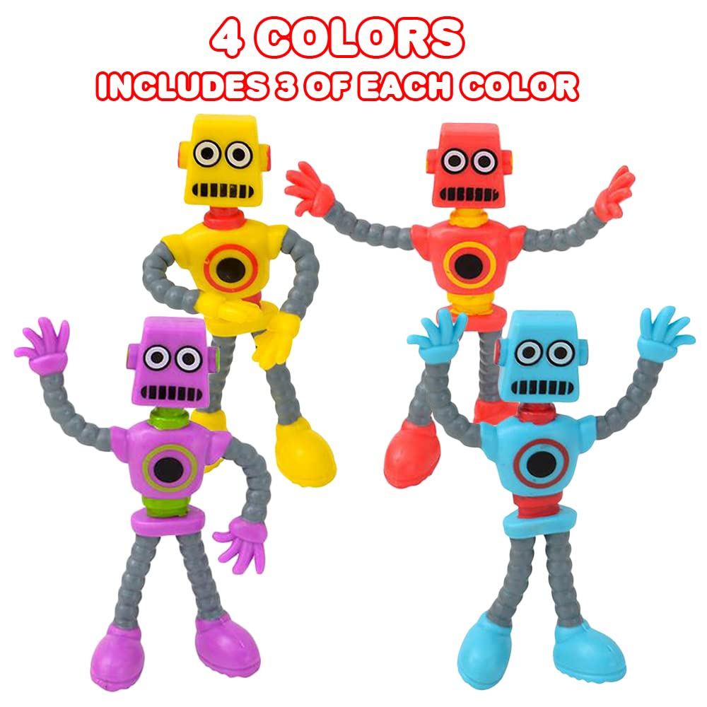 ArtCreativity 12-Piece Bendable Robot Figures - Flexible Action Figures for Kids & Adults, Easter Basket Stuffers, Birthday Party Favors, Stress Relief Fidget Toys, Sensory Toys for Autism - Perfect for Playtime, Gift Giving & Classroom Rewards