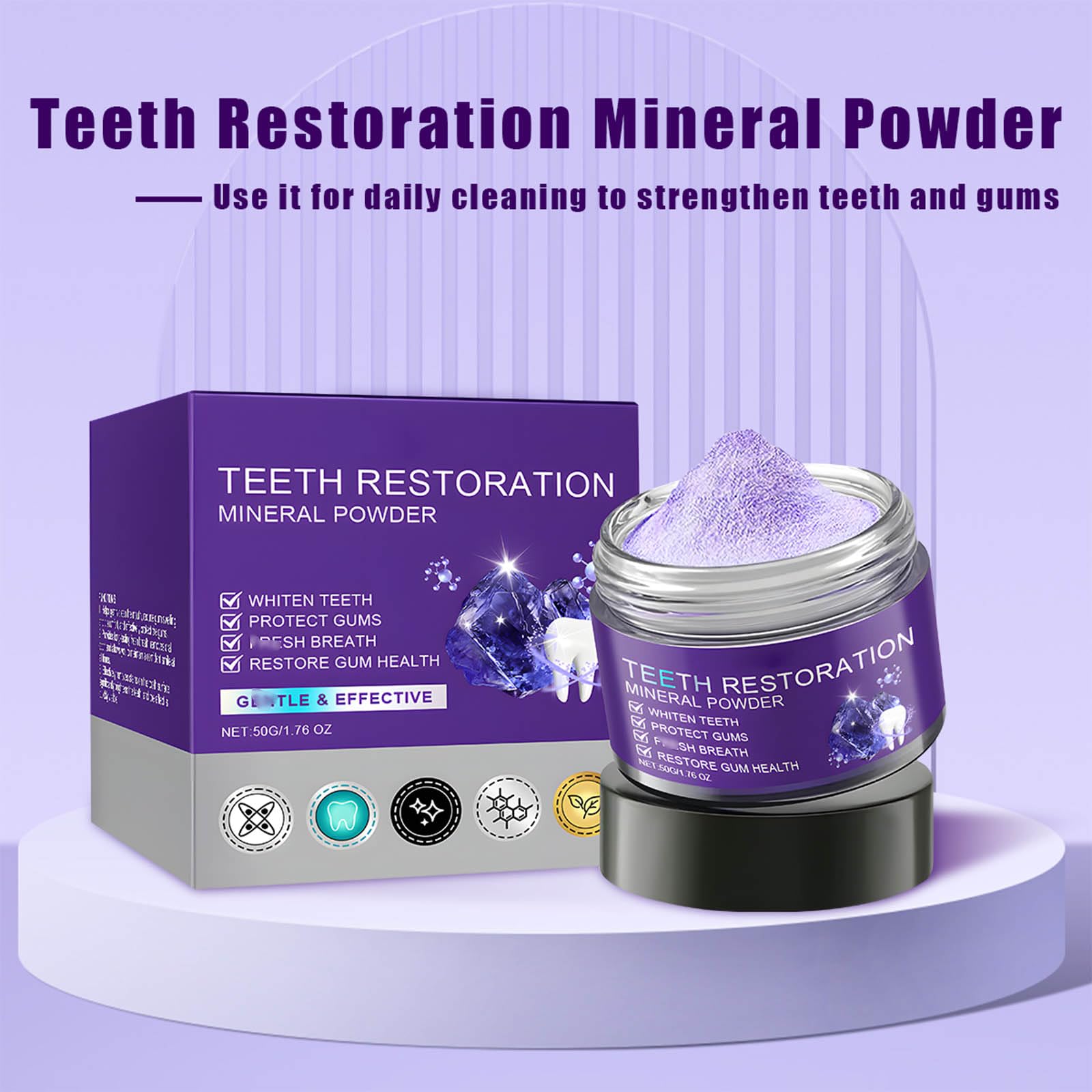 Natural Teeth Whitening & Strengthening Mineral Powder - Remineralizing Tooth Powder for Oral Care, Enamel Repair & Gum Health - Perfect for Daily Dental Hygiene & Sensitive Teeth Relief