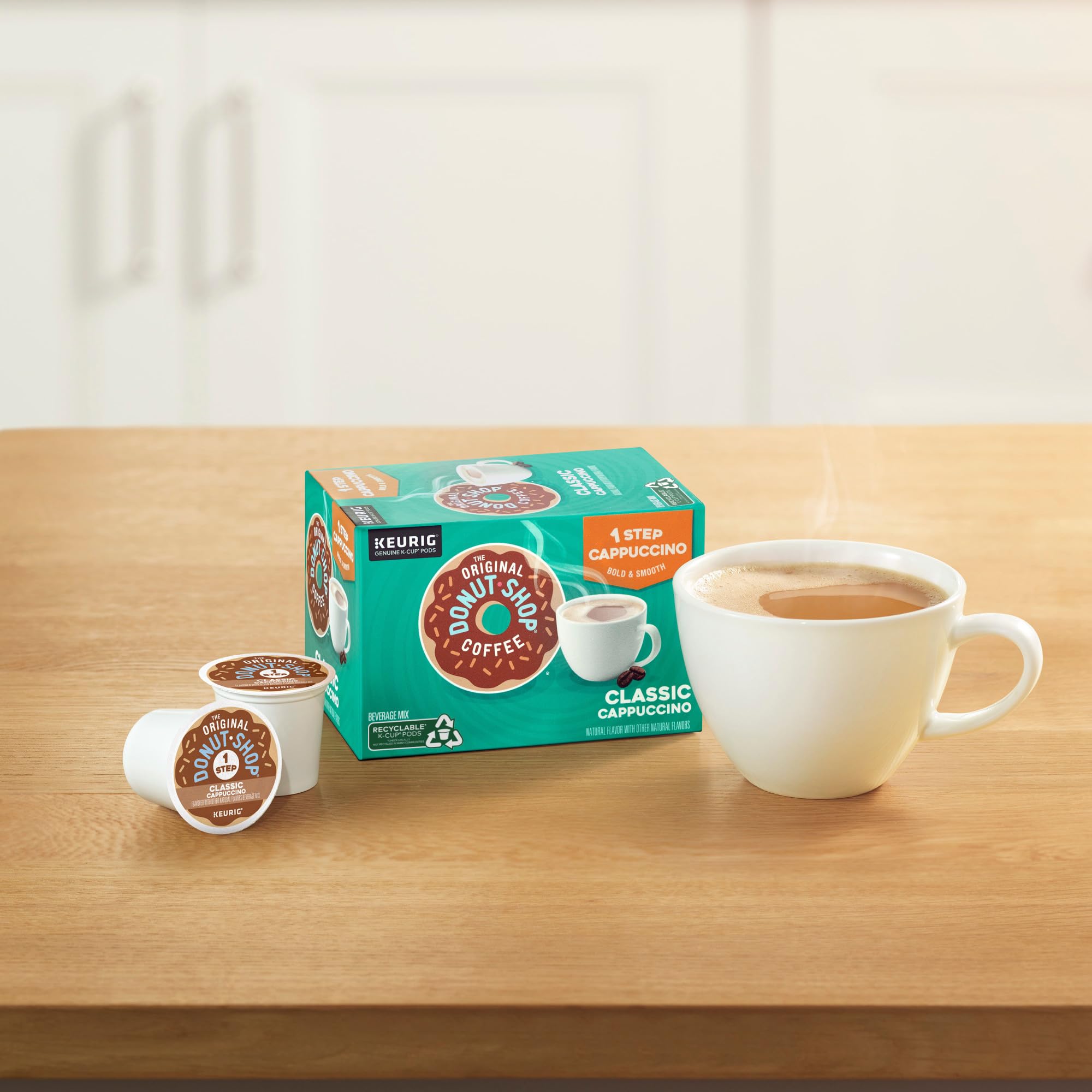 The Original Donut Shop One-Step Classic Cappuccino Keurig K-Cup Pods - 60 Count (6 Packs of 10) - Rich & Creamy Coffee for Office, Home or Breakfast - Compatible with All Keurig Single-Serve Coffee Makers