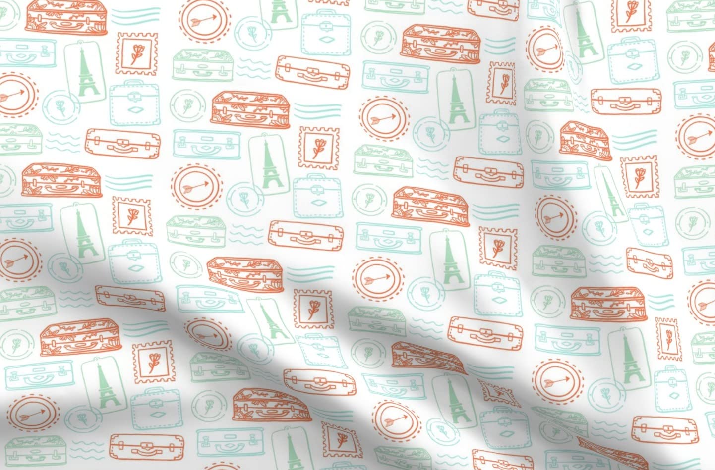 Bohemian Mint Red Arrows Printed Minky Fabric Fat Quarter - Soft Plush Fabric for Sewing Baby Blankets, Quilt Backing & DIY Plush Toys - Perfect for Nursery Decor, Travel Accessories & Bohemian Home Decor